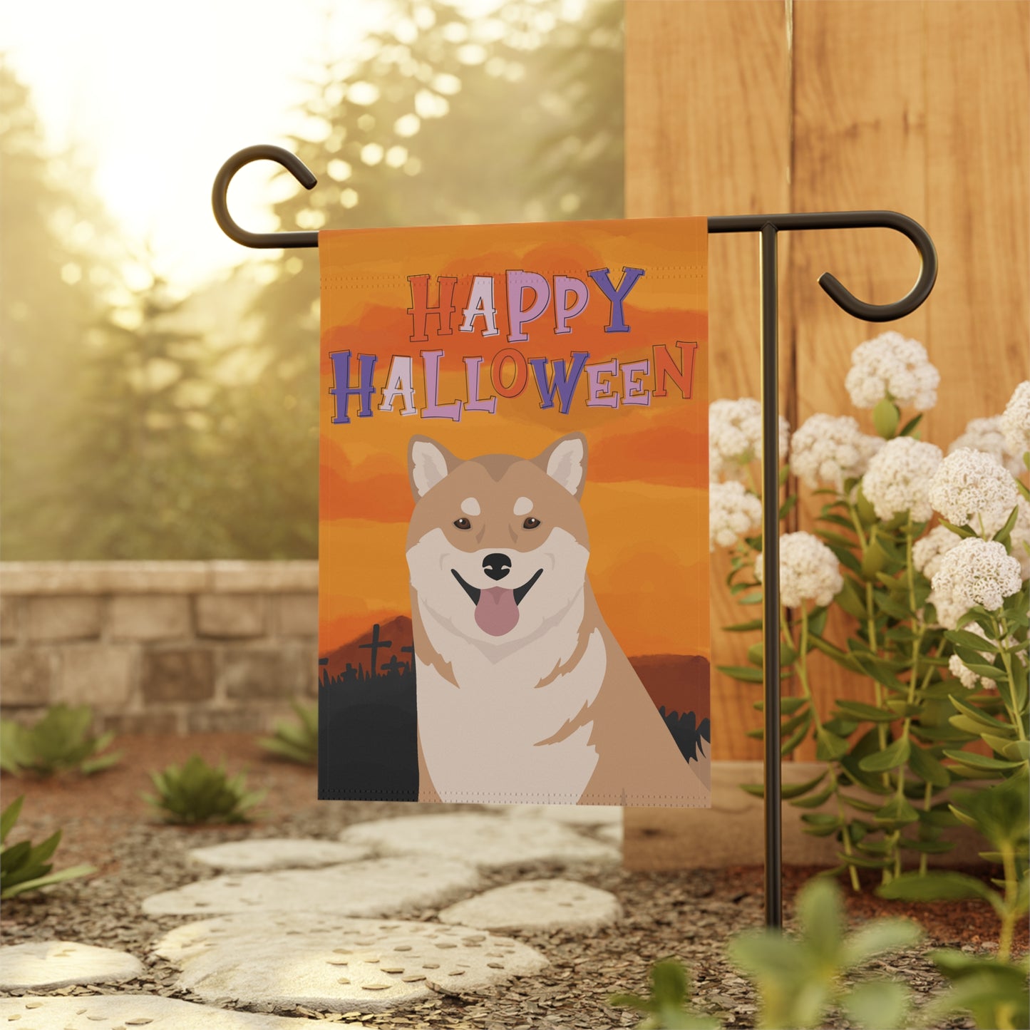 Shiba Inu Dog Halloween Garden Flag