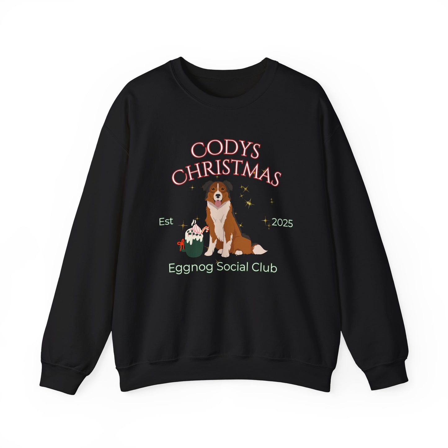 English Shepherd Dog Christmas Social Club Unisex Heavy Blend Crewneck Sweatshirt Custom Name