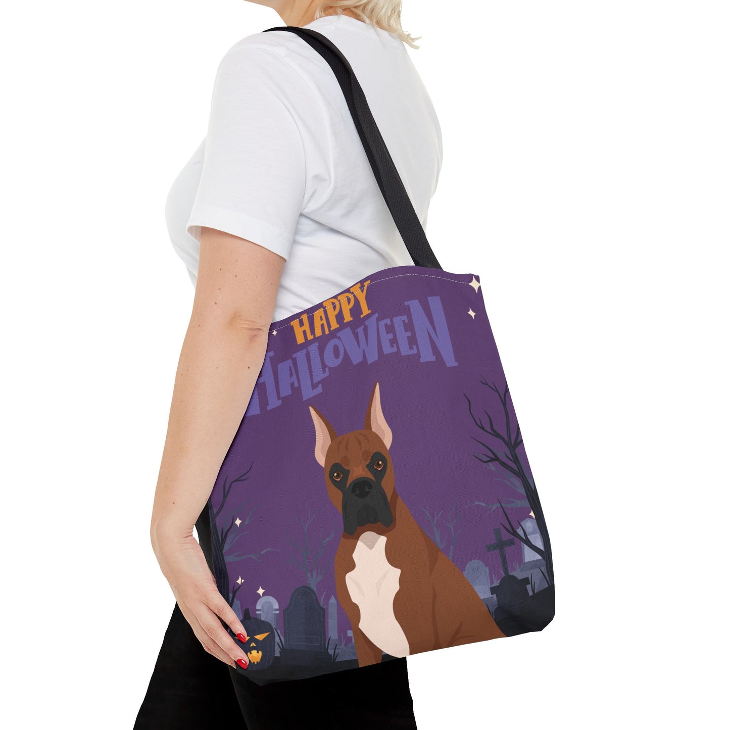 Boxer Dog Happy Halloween Tote Bag 16x16