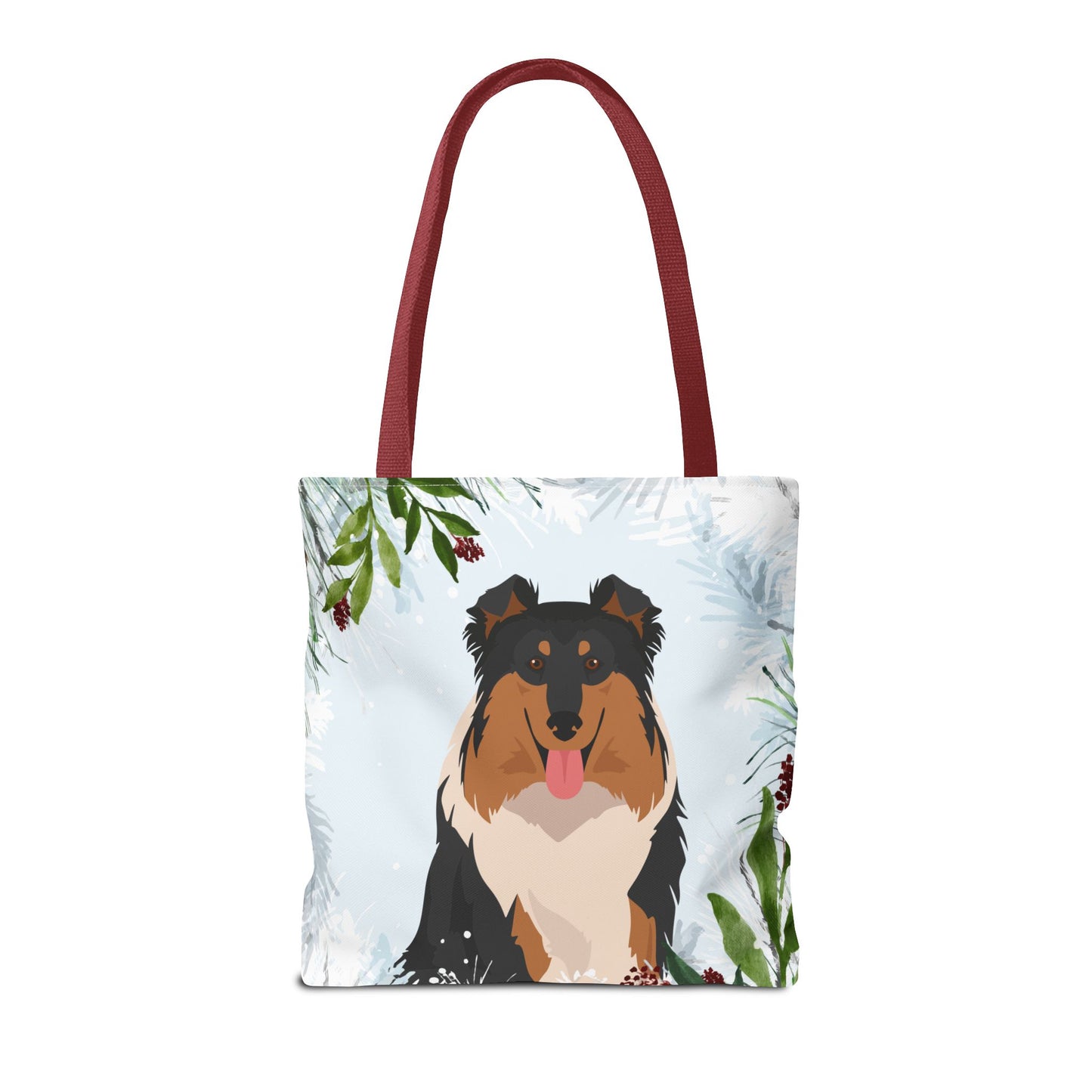 Collie Dog Christmas Holiday Tote Bag 16x16