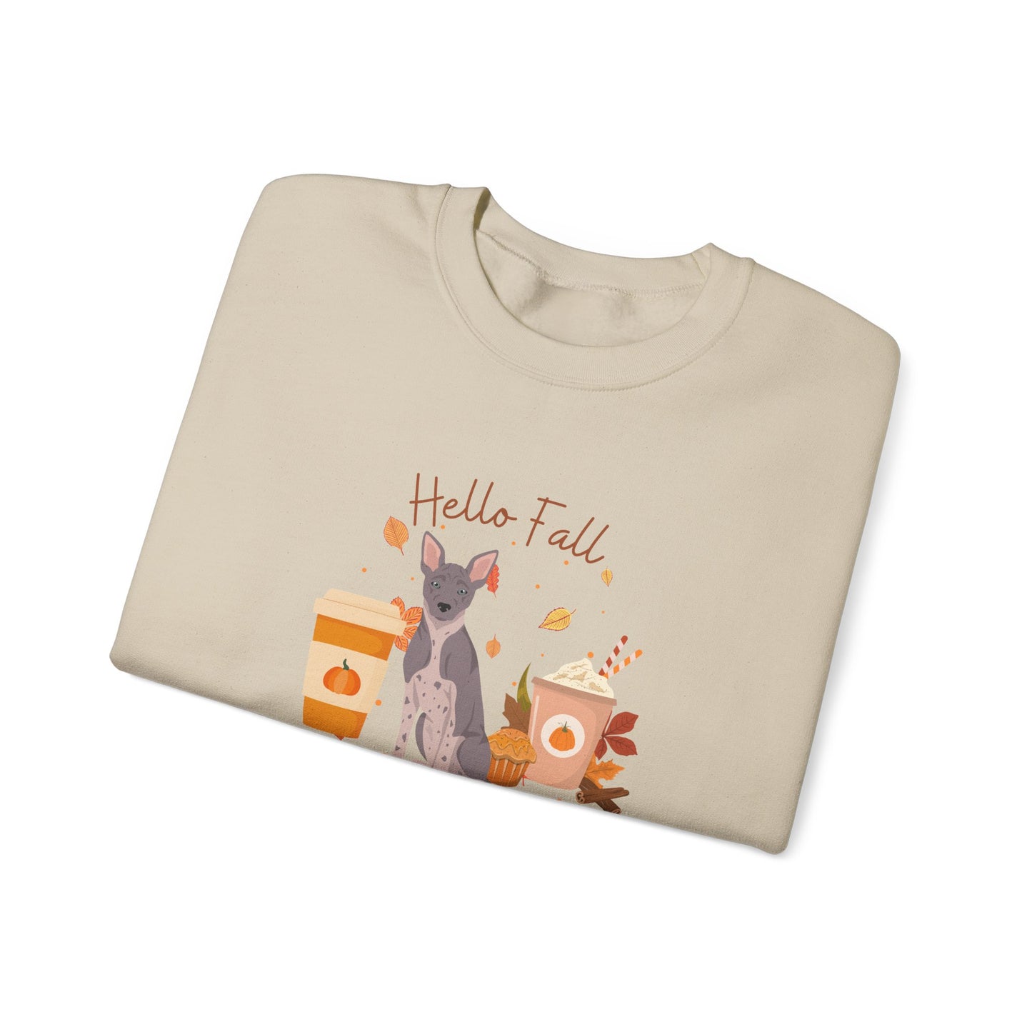 American Hairless Terrier Dog Fall Unisex Heavy Blend Crewneck Sweatshirt