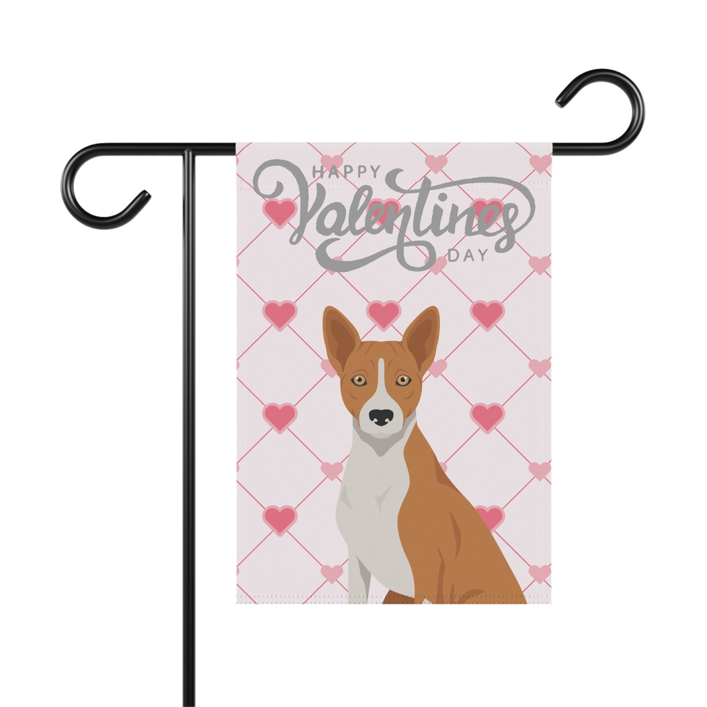 Basenji Dog Valentines Day Garden Flag