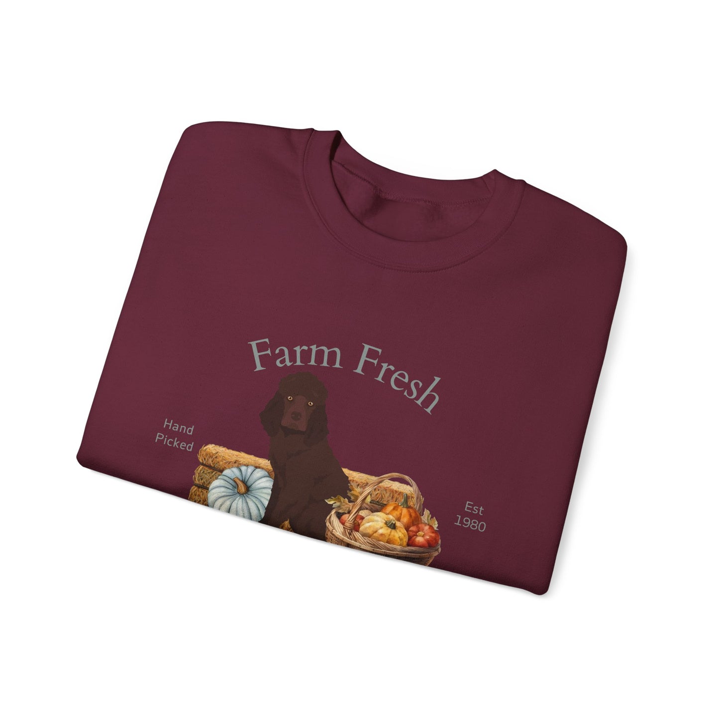 Irish Water Spaniel Dog Fall Farm Fresh Unisex Heavy Blend Crewneck Sweatshirt