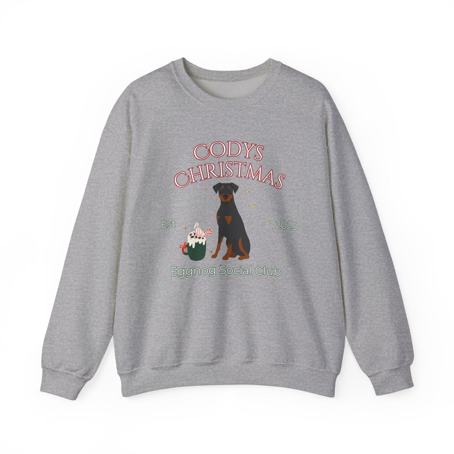 Doberman Pinscher Dog Christmas Social Club Unisex Heavy Blend Crewneck Sweatshirt Custom Name