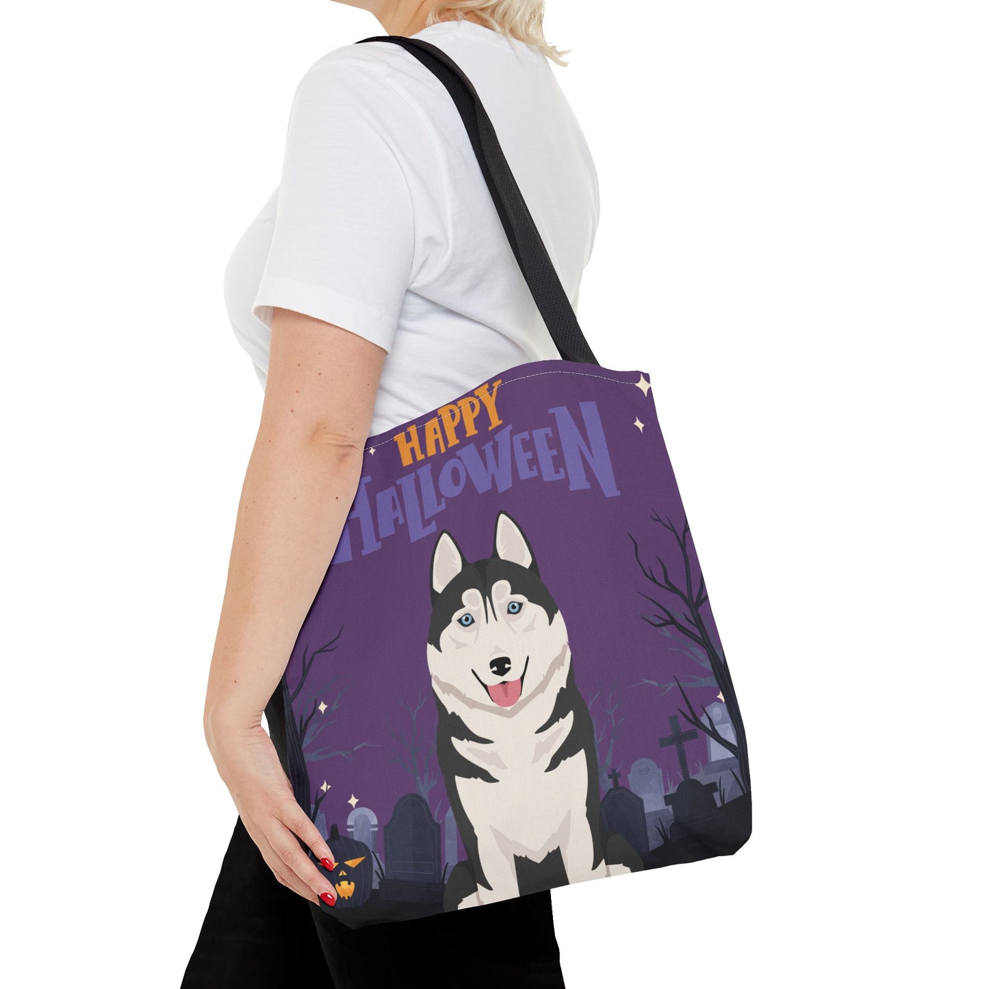 Siberian Husky Dog Happy Halloween Tote Bag 16x16