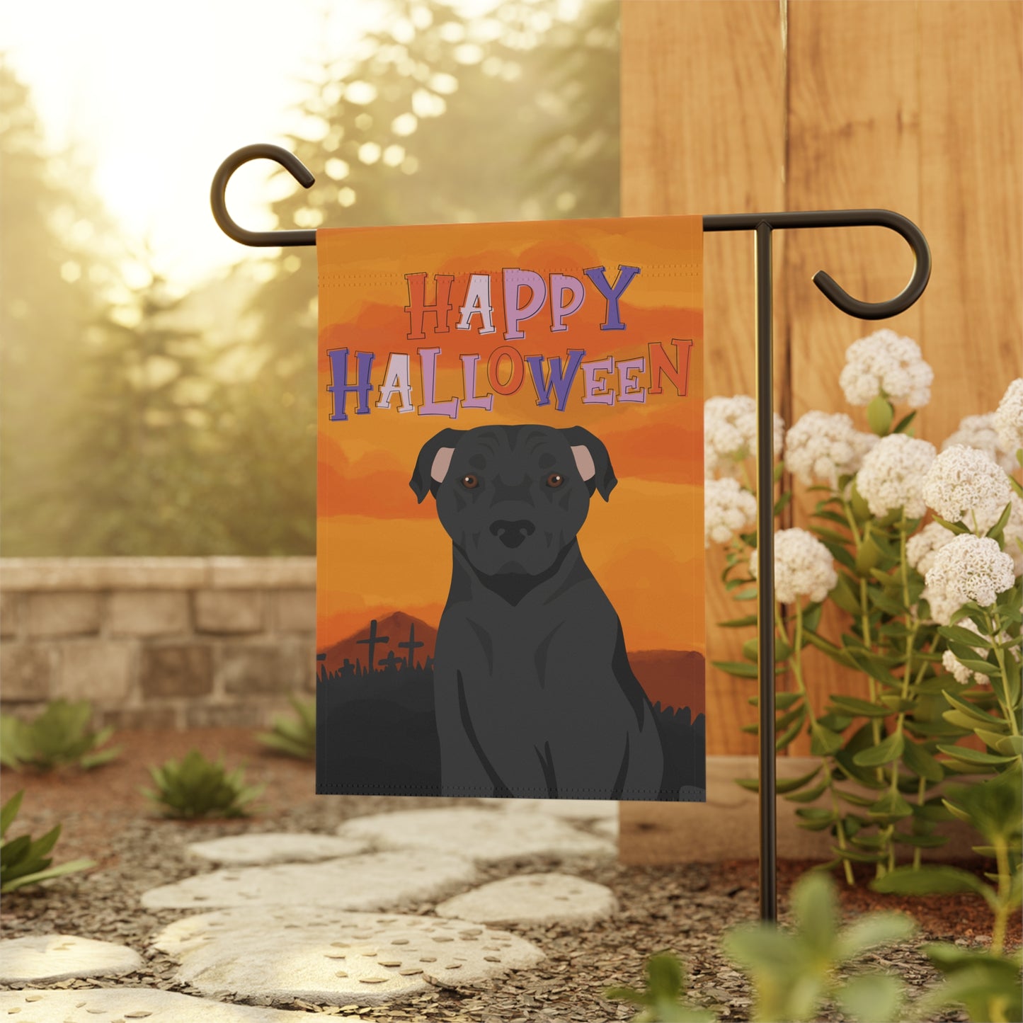 American Staffordshire Terrier Dog Halloween Garden Flag