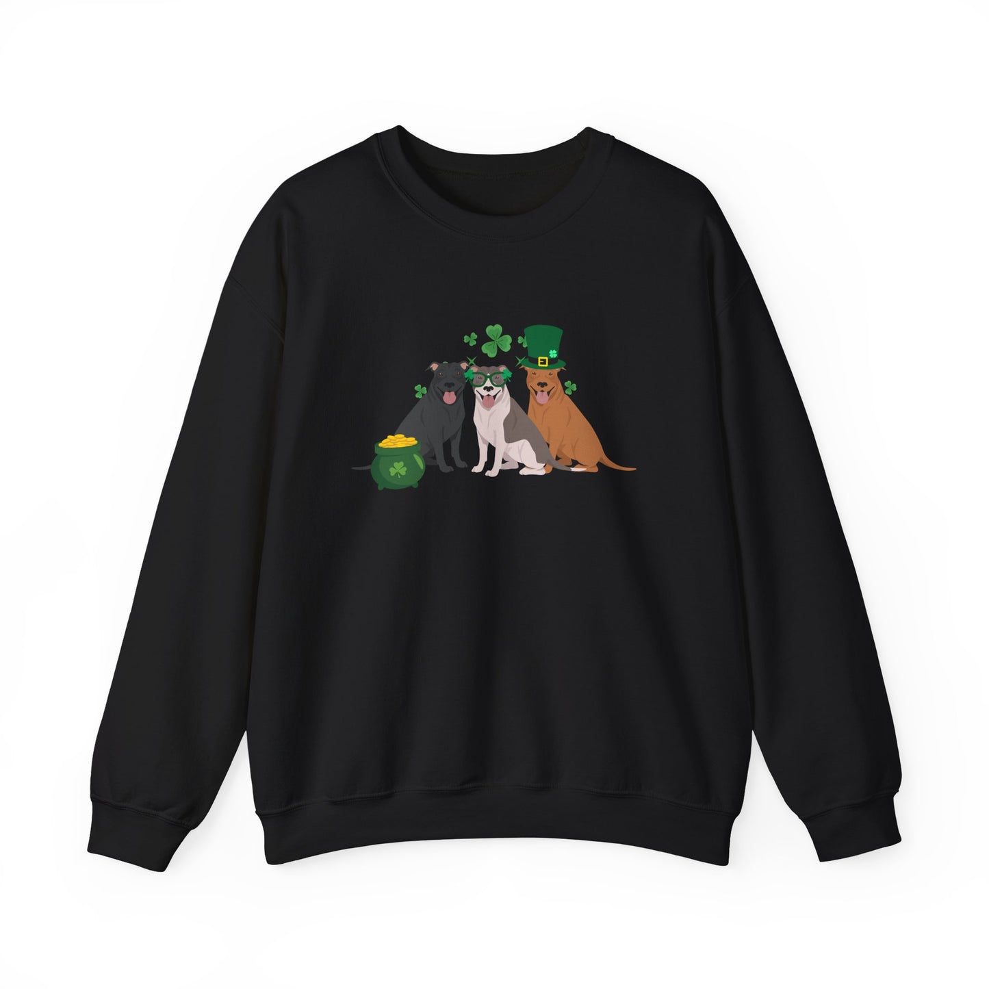 Pit Bull Terrier Dog St Patricks Day Unisex Heavy Blend Crewneck Sweatshirt, St Pattys day, Cute Dog Mom Gift