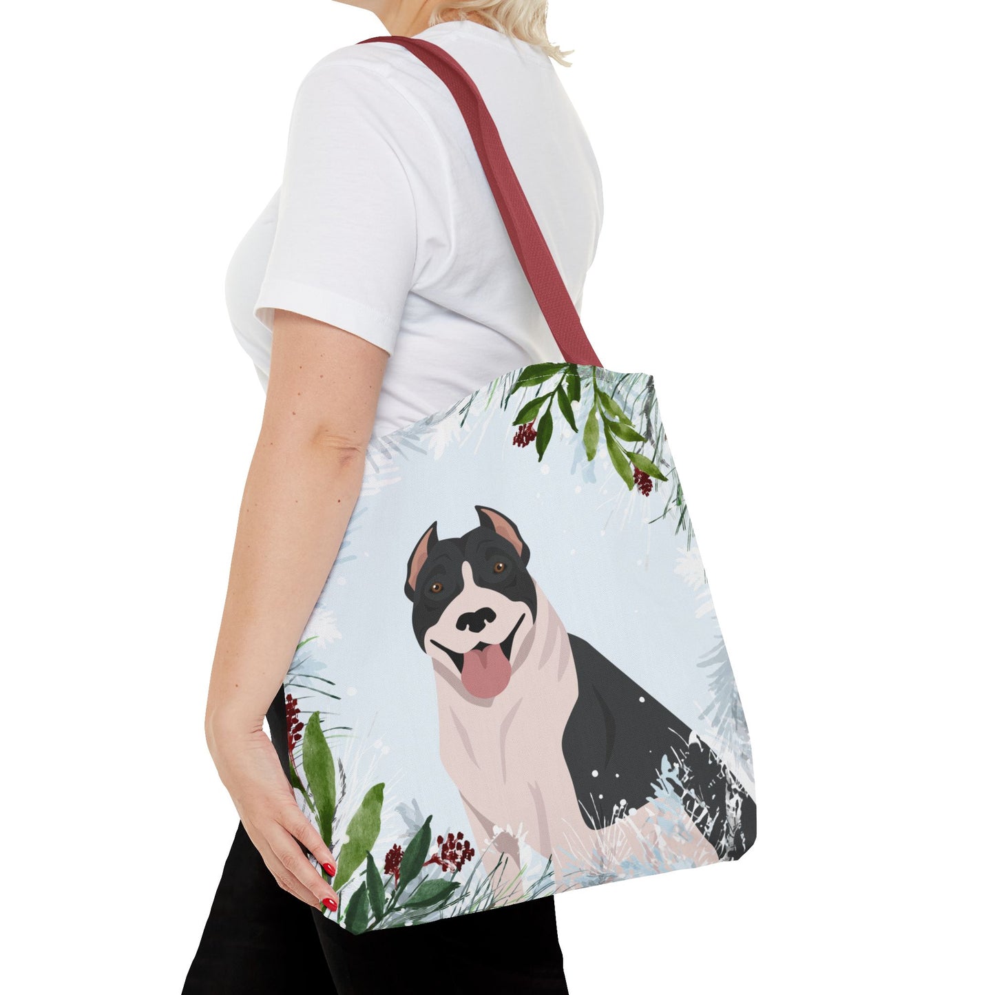 Pit Bull Dog Christmas Holiday Tote Bag 16x16
