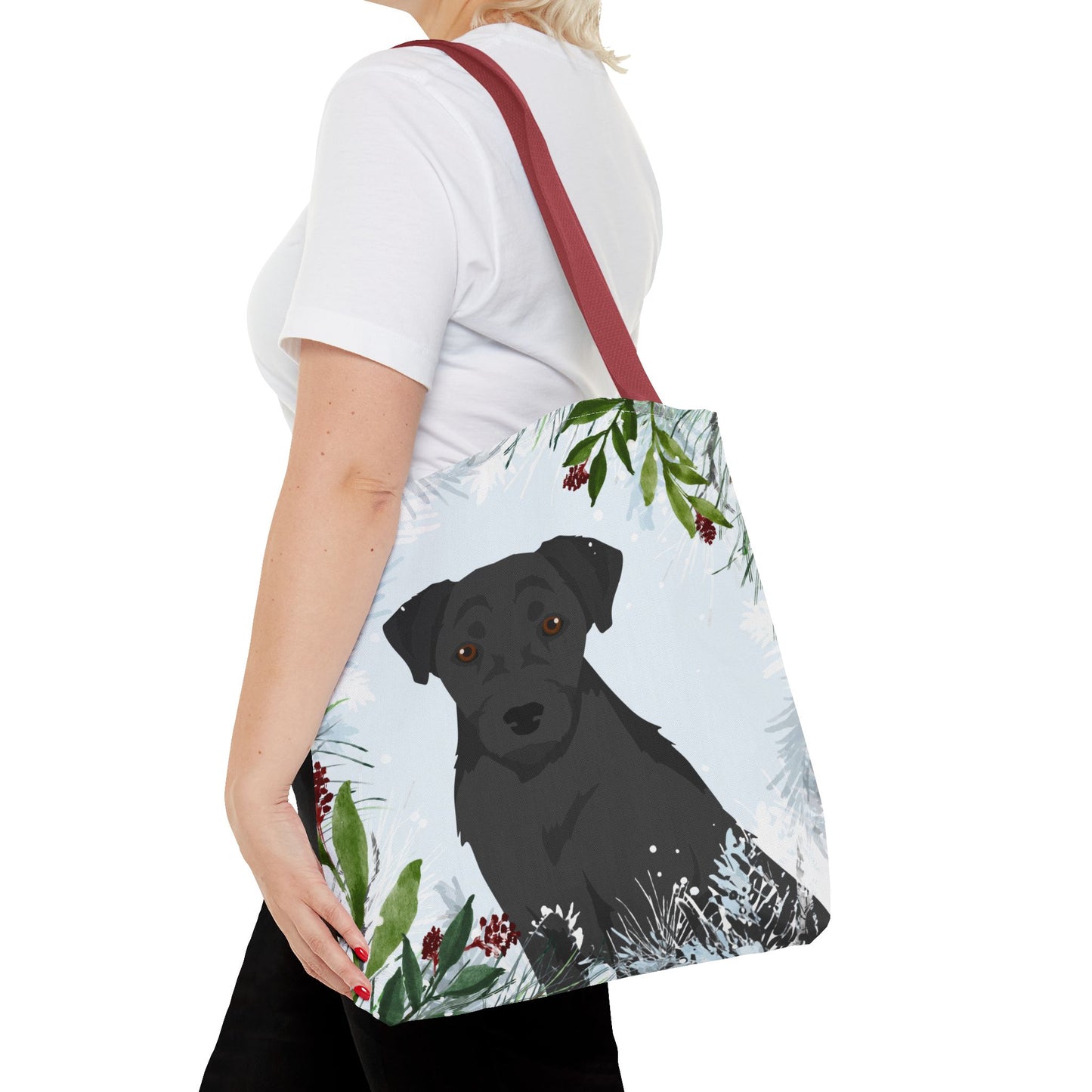 Patterdale Terrier Dog Christmas Holiday Tote Bag 16x16