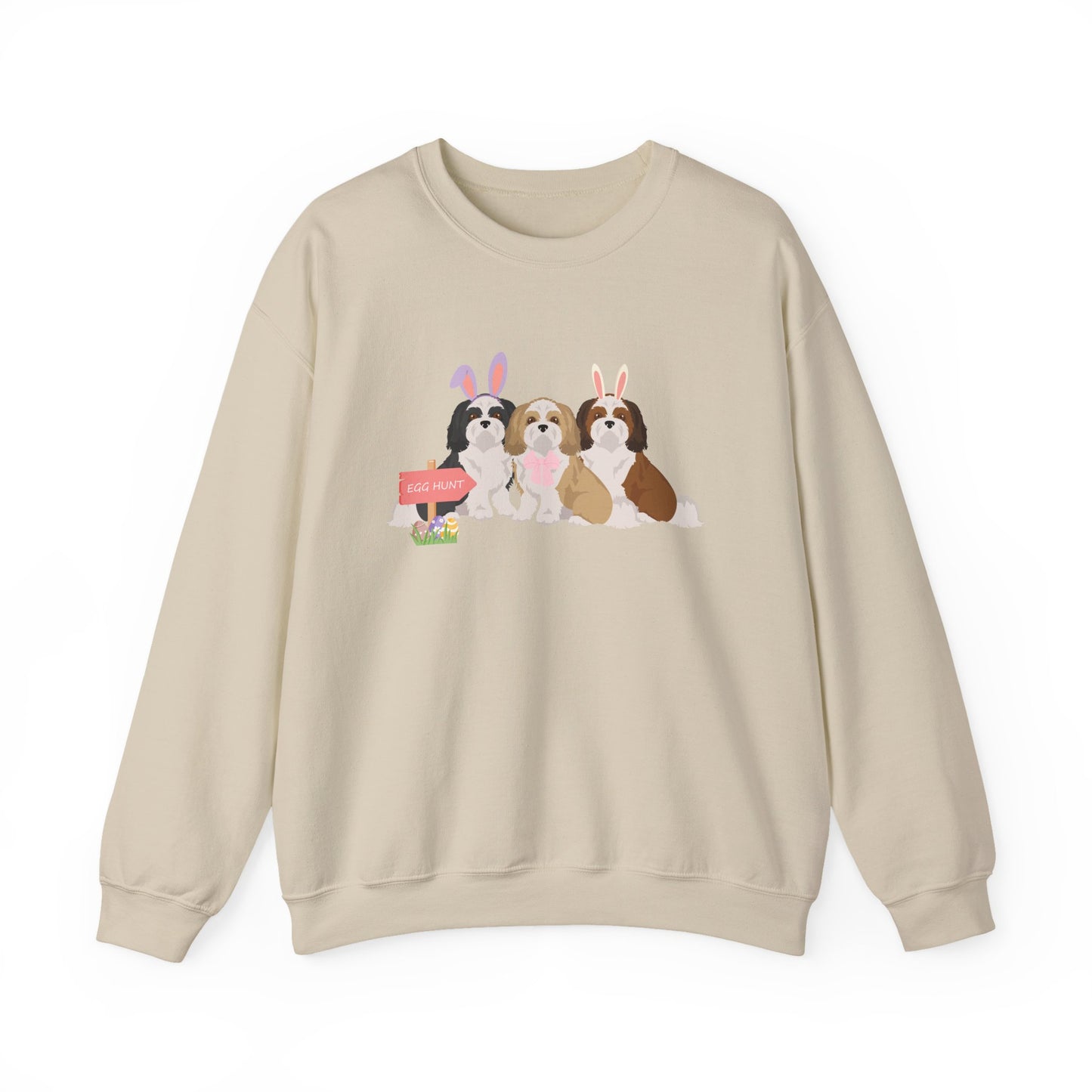 Shih Tzu Dog Easter Unisex Heavy Blend Crewneck Sweatshirt, easter, Cute Dog Mom Gift