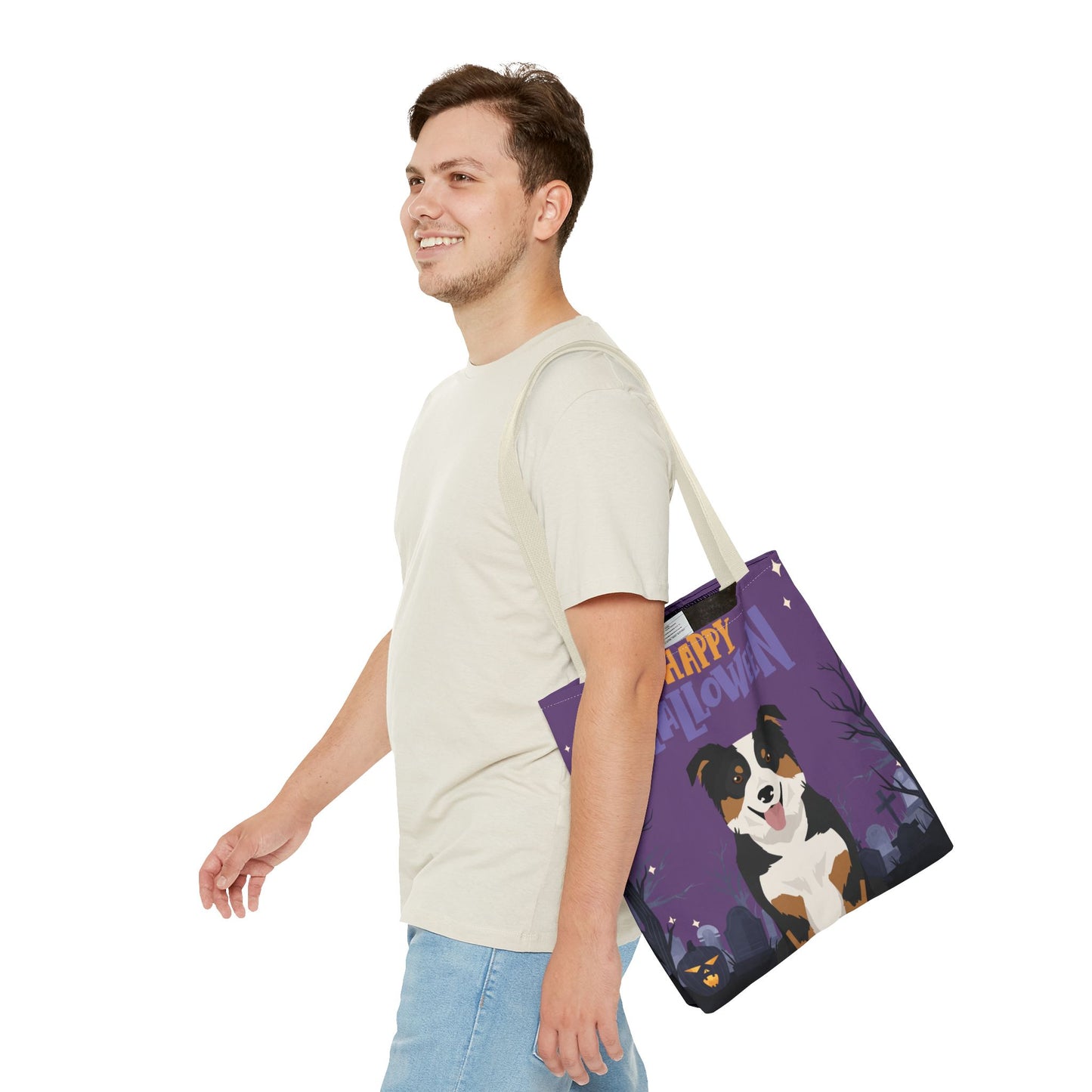 Border Collie Dog Happy Halloween Tote Bag 16x16