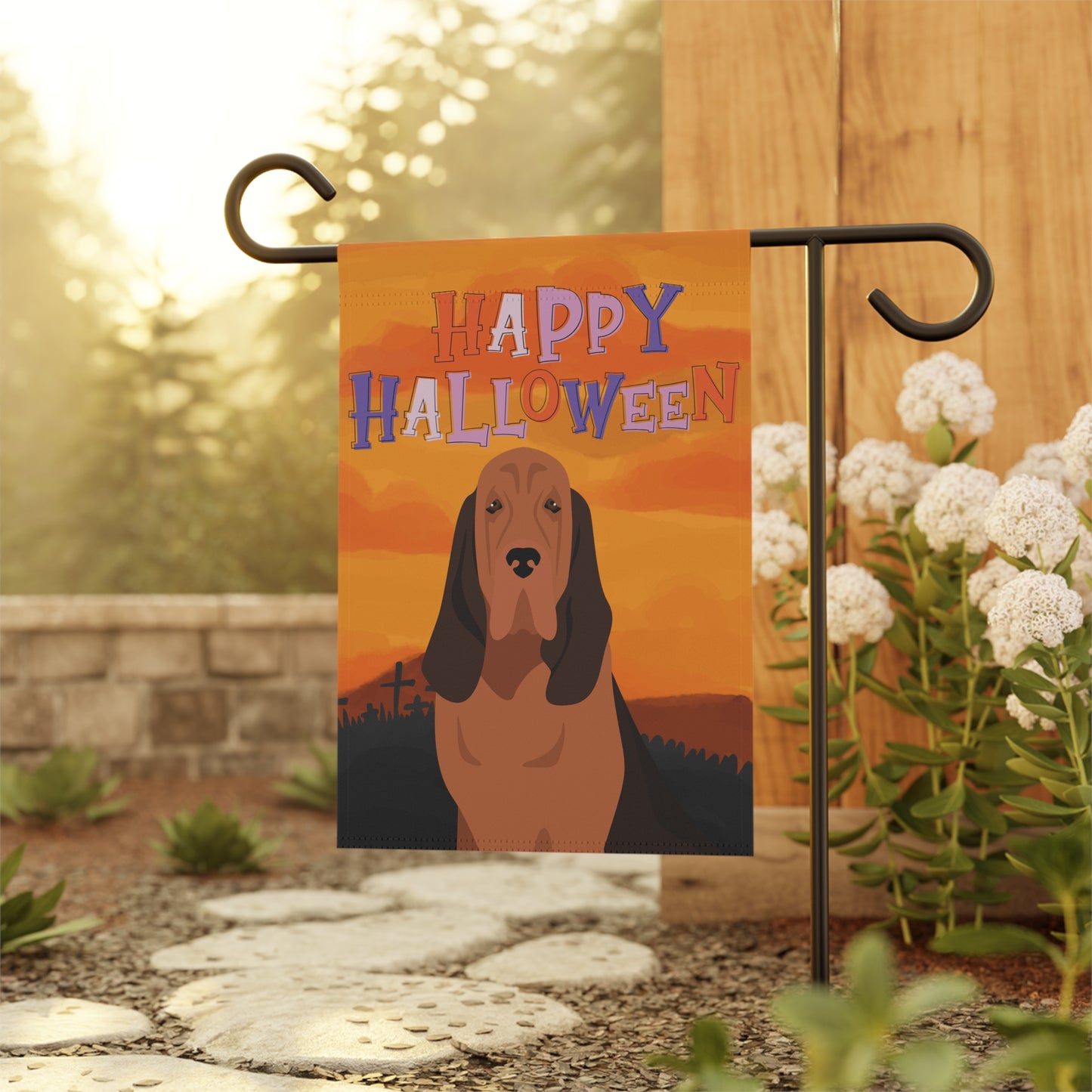Bloodhound Dog Halloween Garden Flag