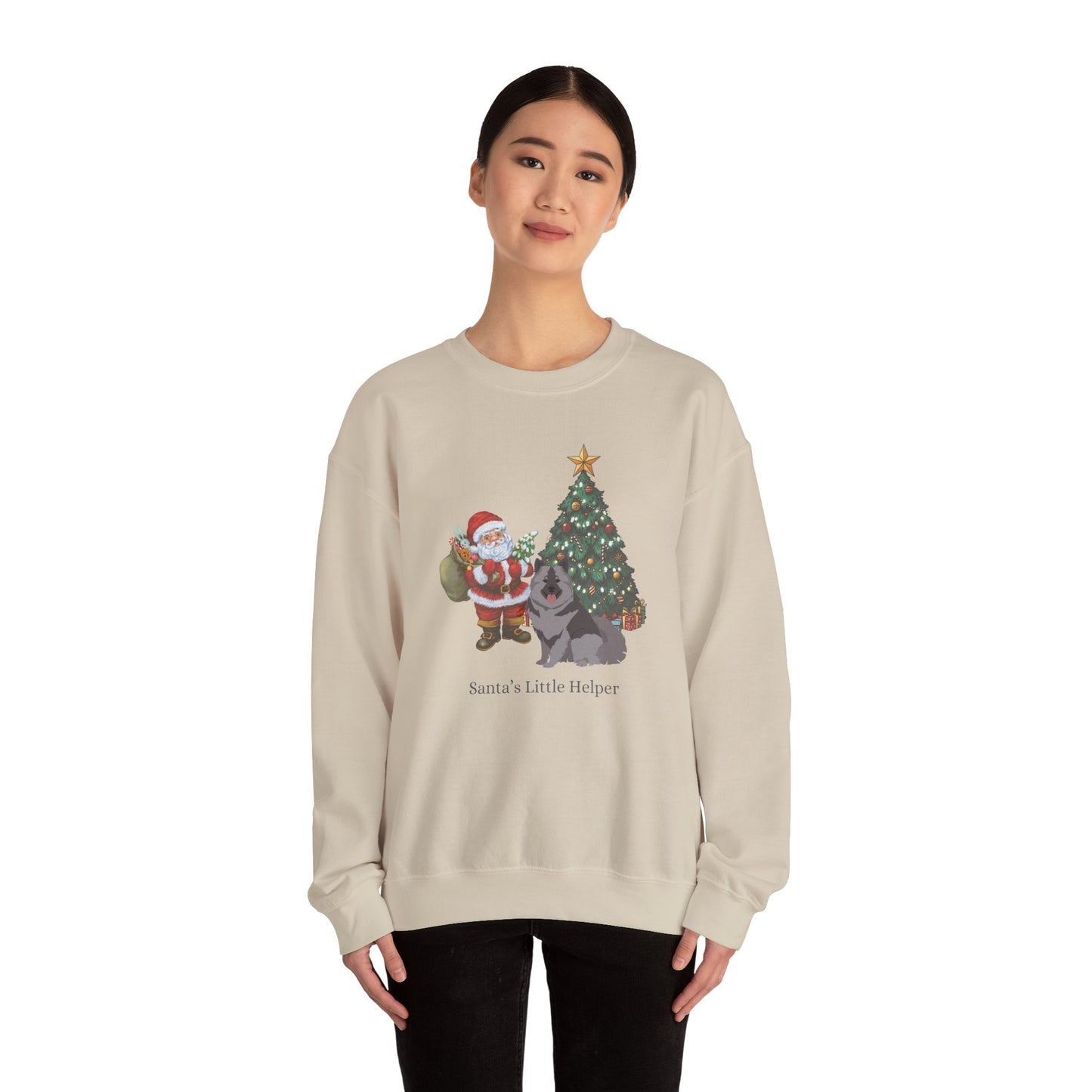Keeshond Dog Santa's Little Helper Unisex Heavy Blend Crewneck Sweatshirt
