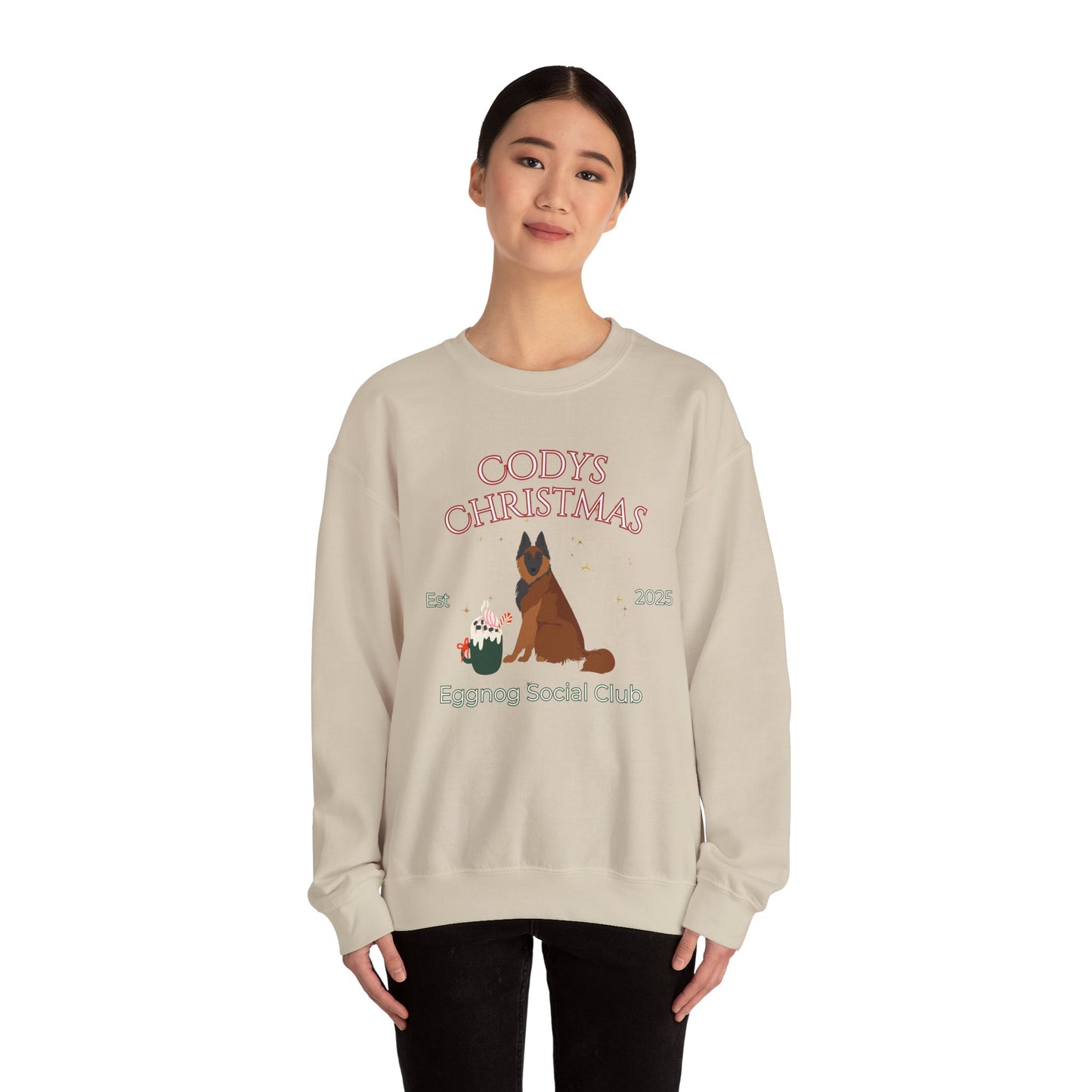 Belgian Tervuren Dog Christmas Social Club Unisex Heavy Blend Crewneck Sweatshirt Custom Name