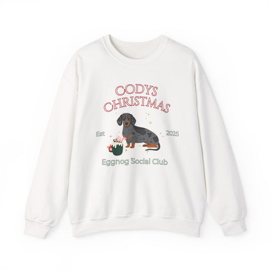 Dachshund Dog Christmas Social Club Unisex Heavy Blend Crewneck Sweatshirt Custom Name
