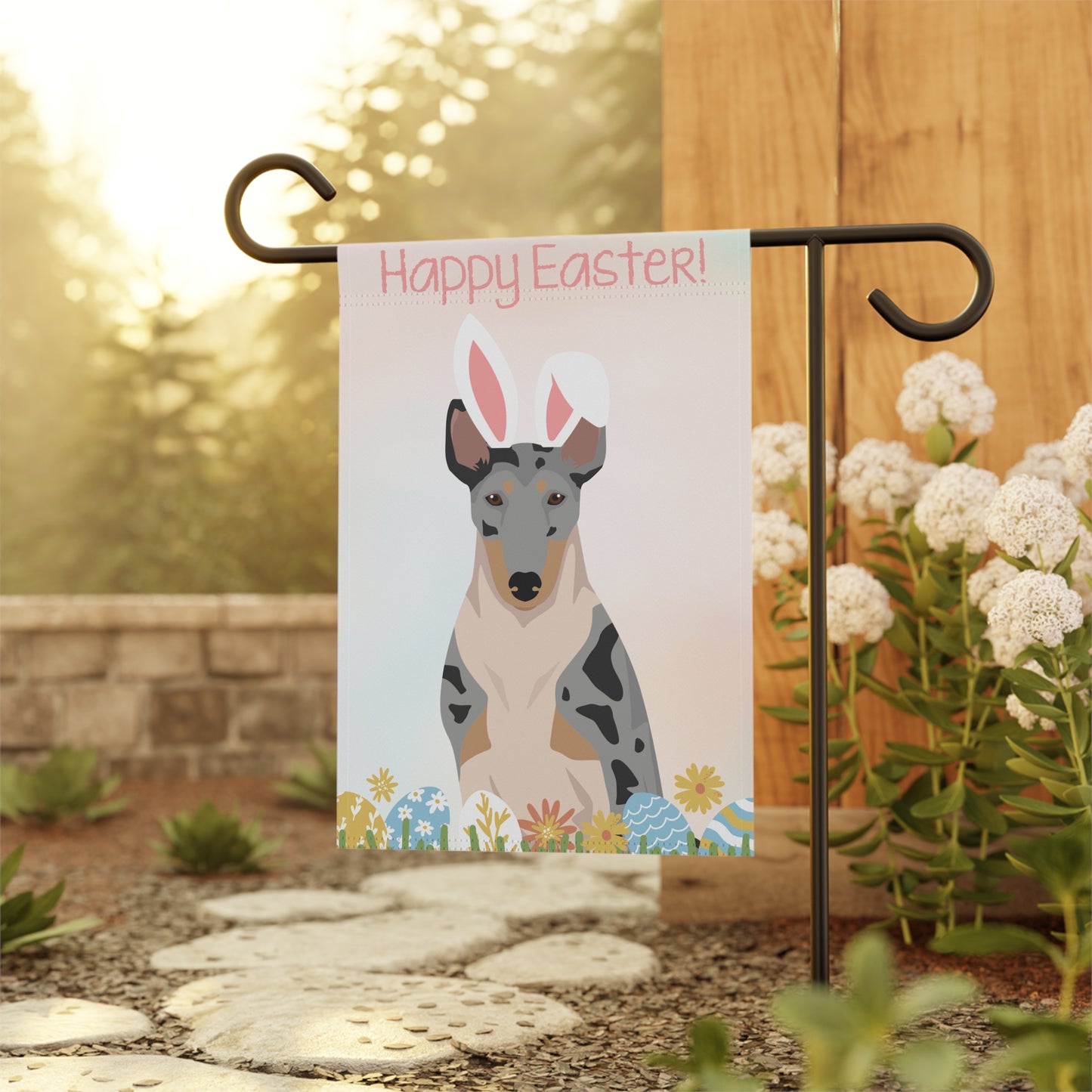 Smooth Collie Dog Happy Easter Garden Flag