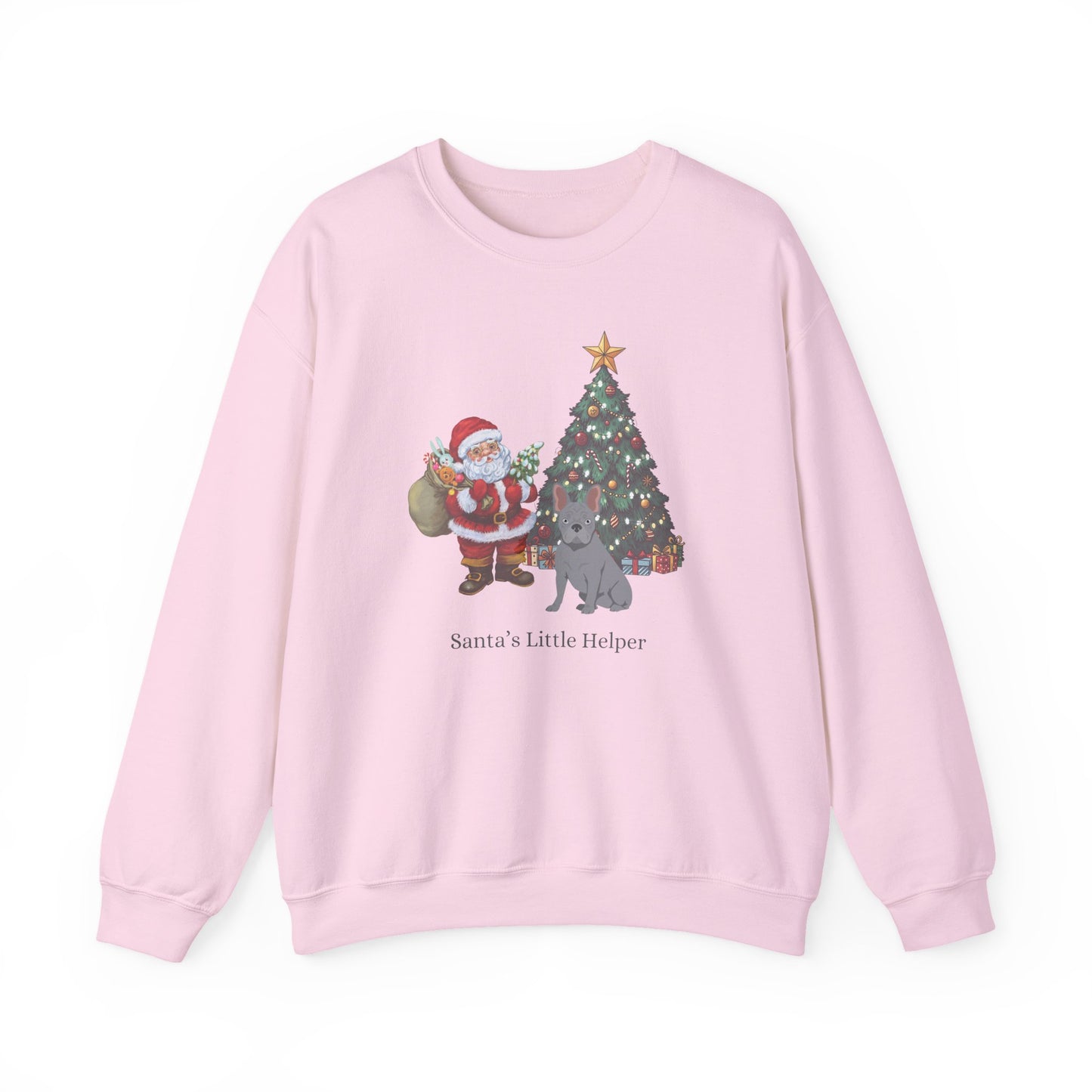 French Bulldog Dog Santa's Little Helper Unisex Heavy Blend Crewneck Sweatshirt