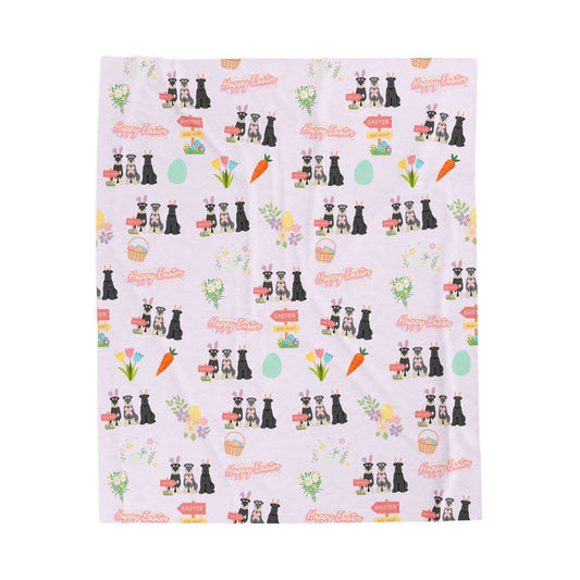 Schnauzer Dog Easter Velveteen Plush Blanket