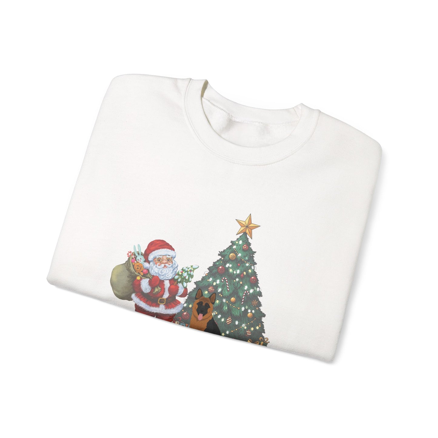 German Shepherd Dog Santa's Little Helper Unisex Heavy Blend Crewneck Sweatshirt