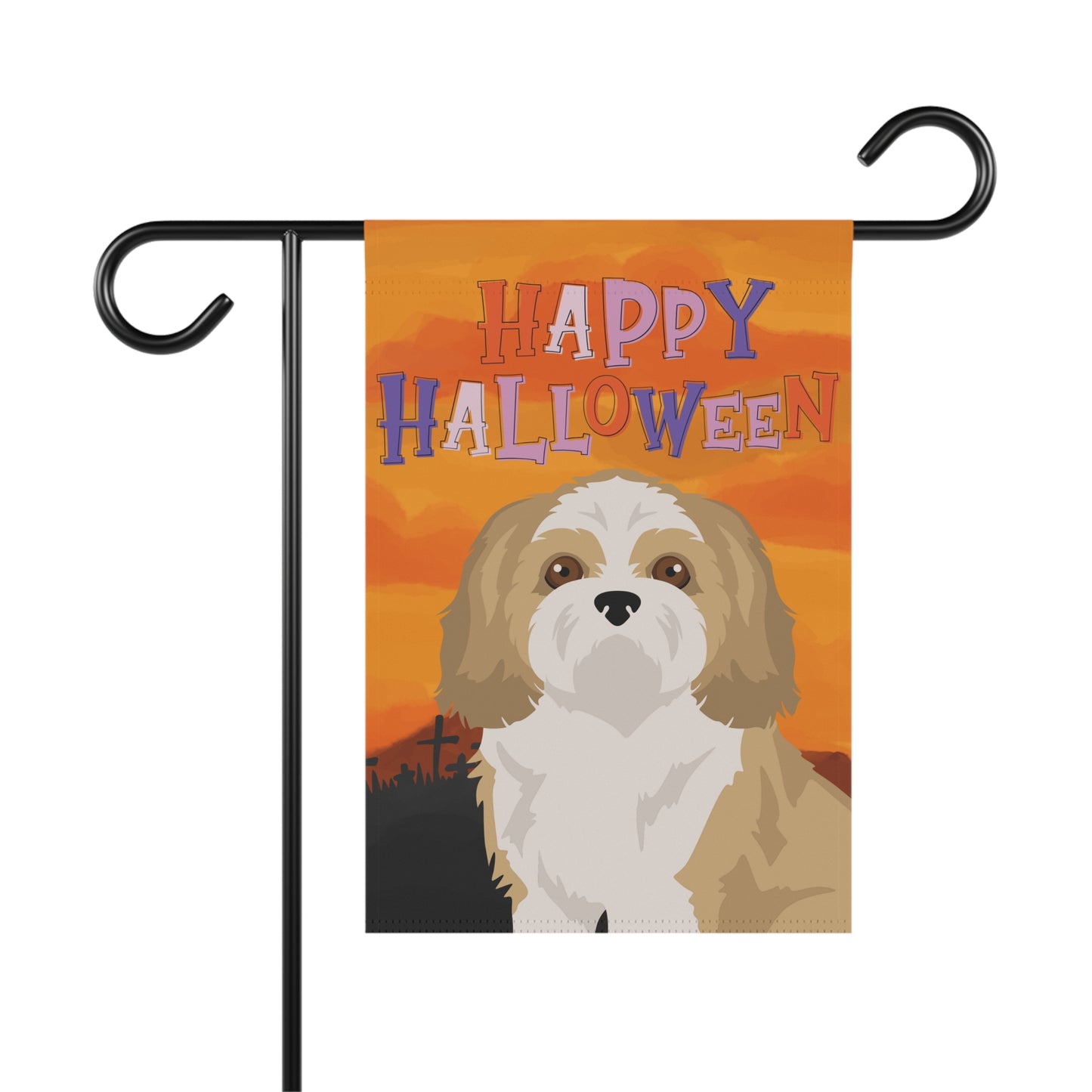 Shih Tzu Dog Halloween Garden Flag