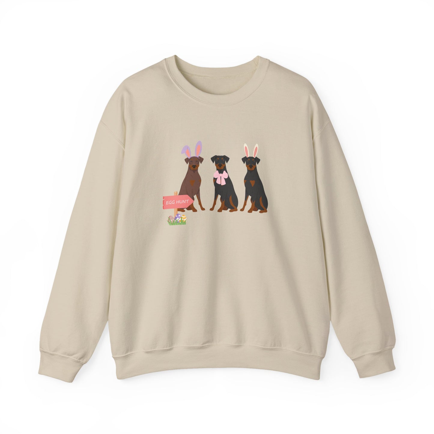 Doberman Pinscher Dog Easter Unisex Heavy Blend Crewneck Sweatshirt, easter, Cute Dog Mom Gift