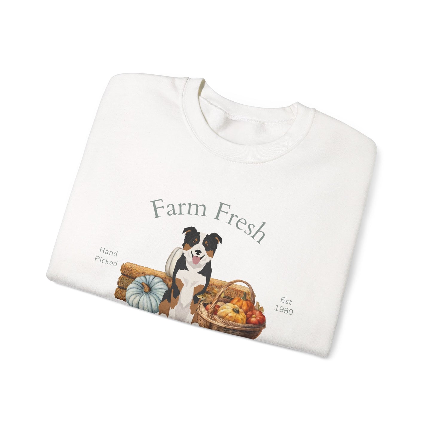 Border Collie Dog Fall Farm Fresh Unisex Heavy Blend Crewneck Sweatshirt