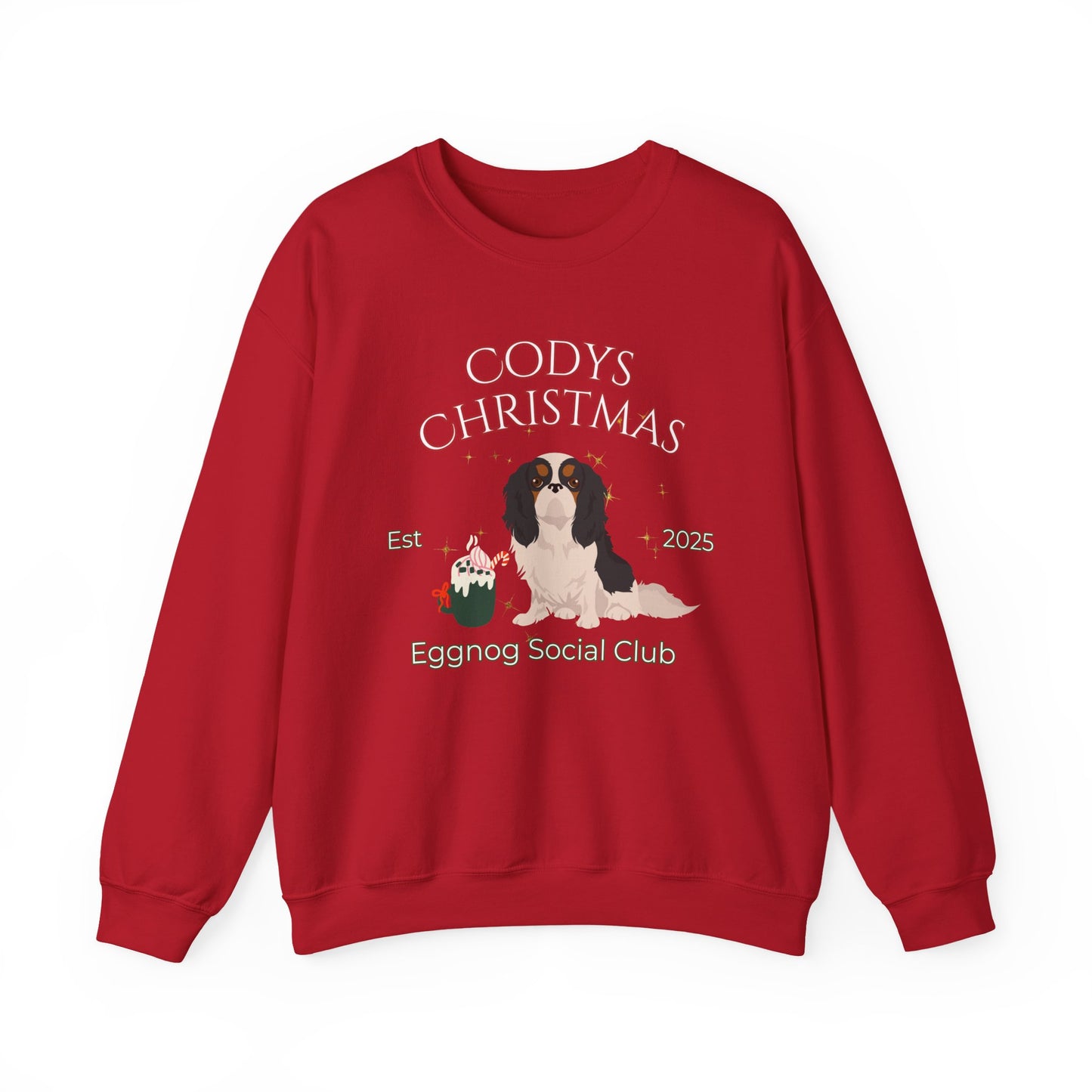 English Toy Spaniel Dog Christmas Social Club Unisex Heavy Blend Crewneck Sweatshirt Custom Name