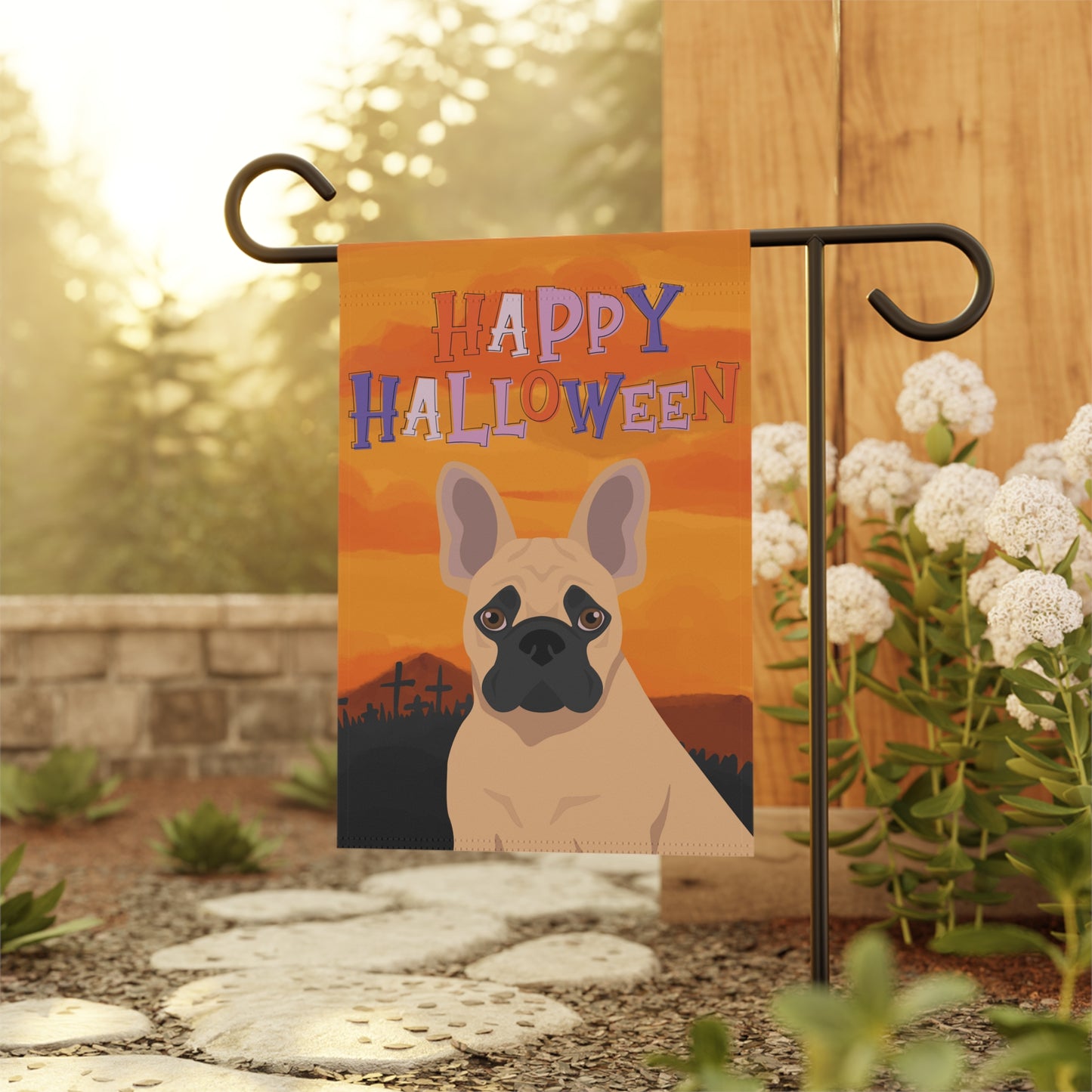 French Bulldog Dog Halloween Garden Flag