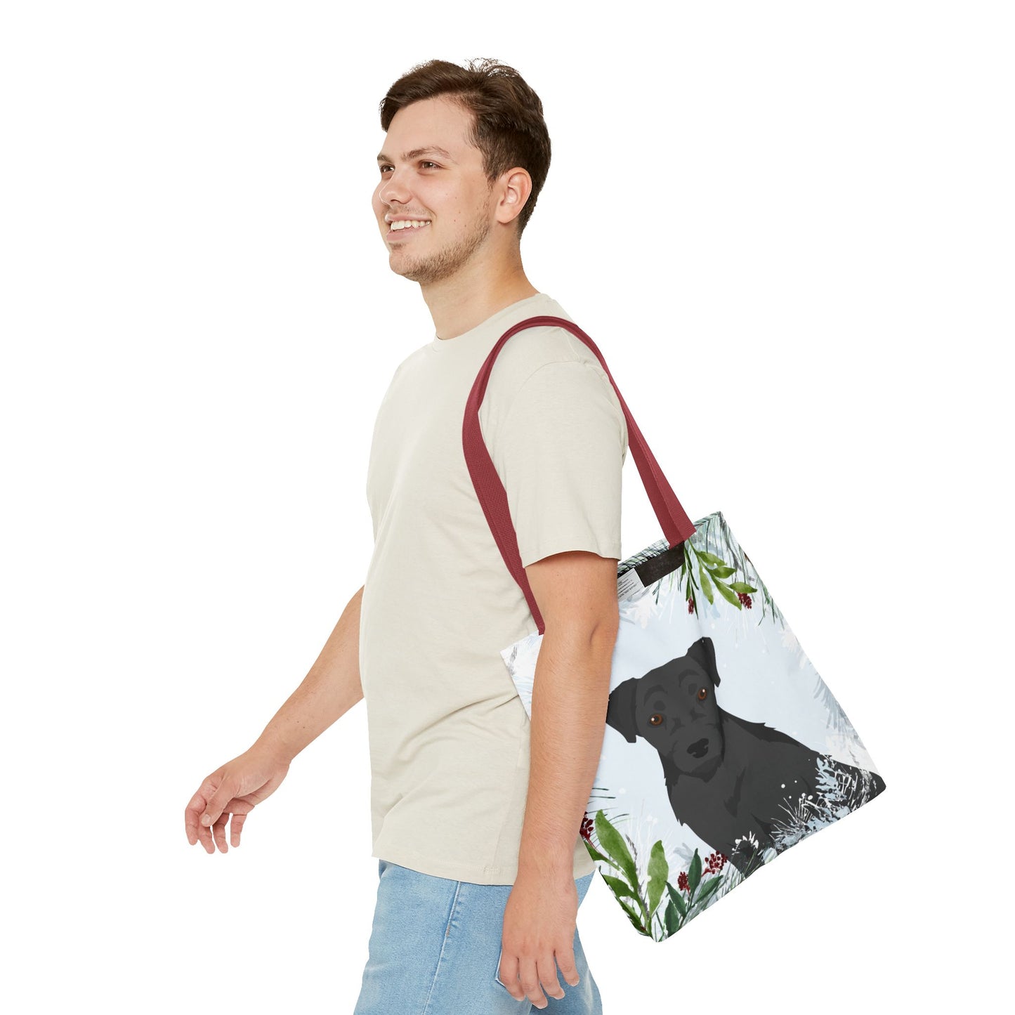 Patterdale Terrier Dog Christmas Holiday Tote Bag 16x16