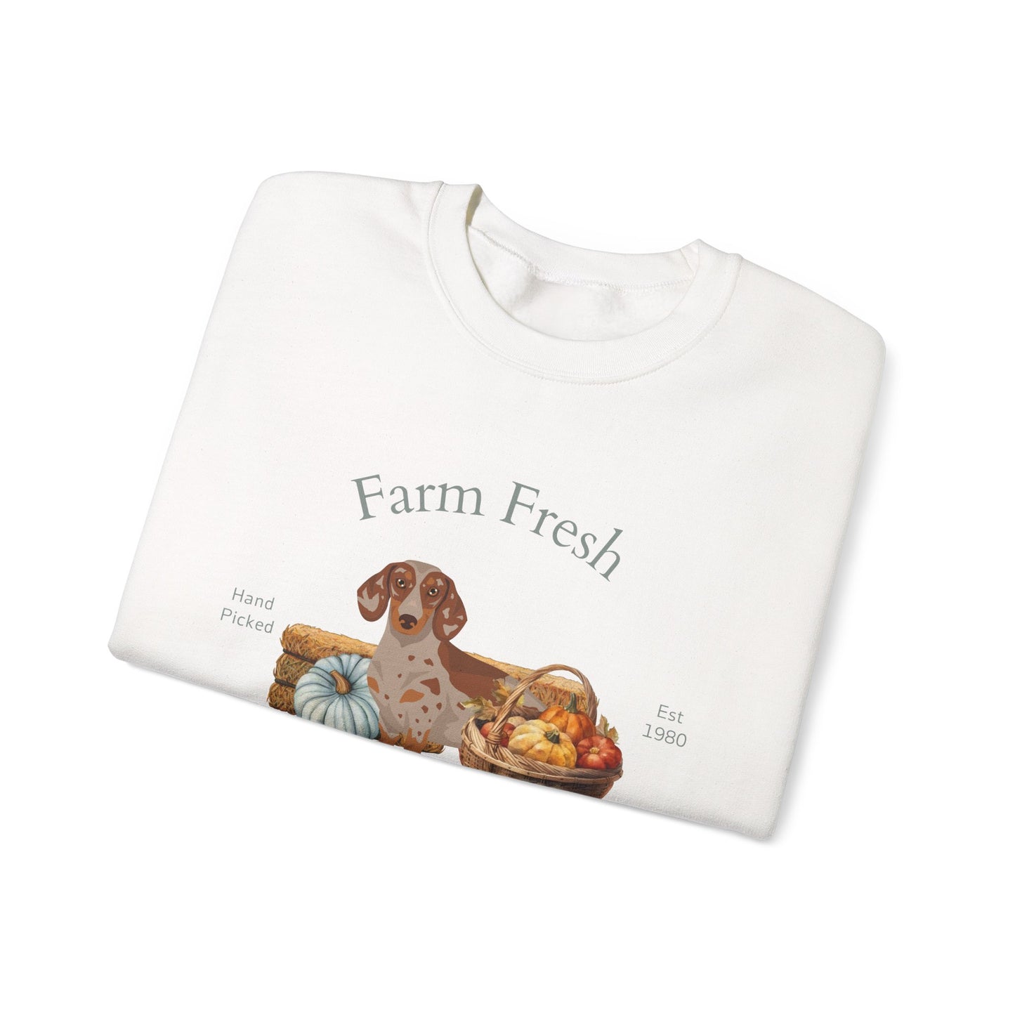 Dachshund Dog Fall Farm Fresh Unisex Heavy Blend Crewneck Sweatshirt