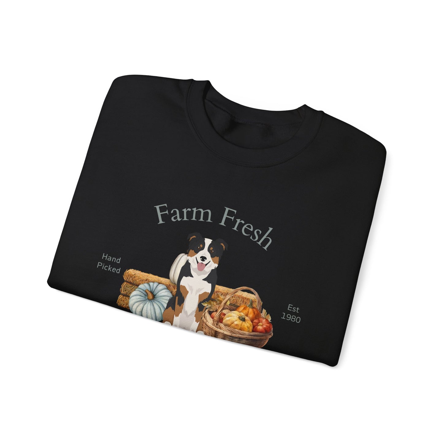 Border Collie Dog Fall Farm Fresh Unisex Heavy Blend Crewneck Sweatshirt