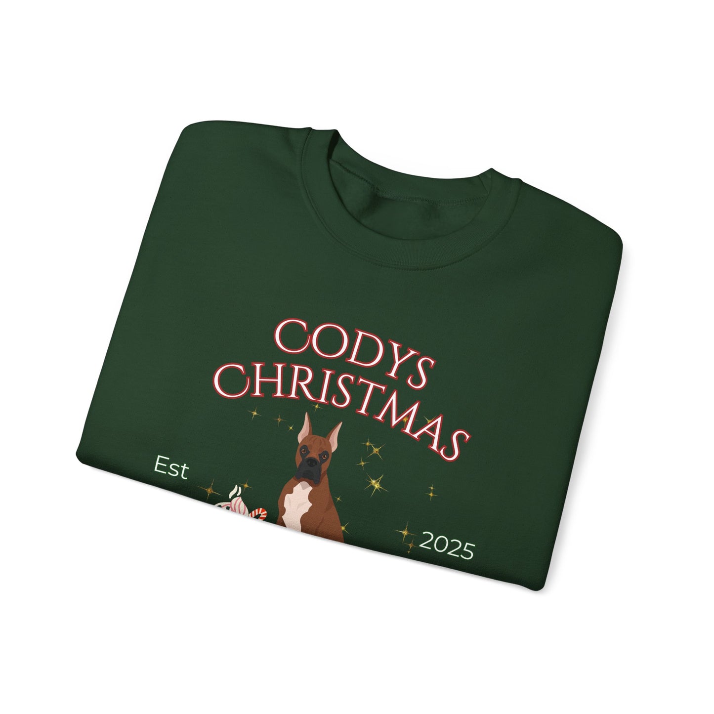 Boxer Dog Christmas Social Club Unisex Heavy Blend Crewneck Sweatshirt Custom Name