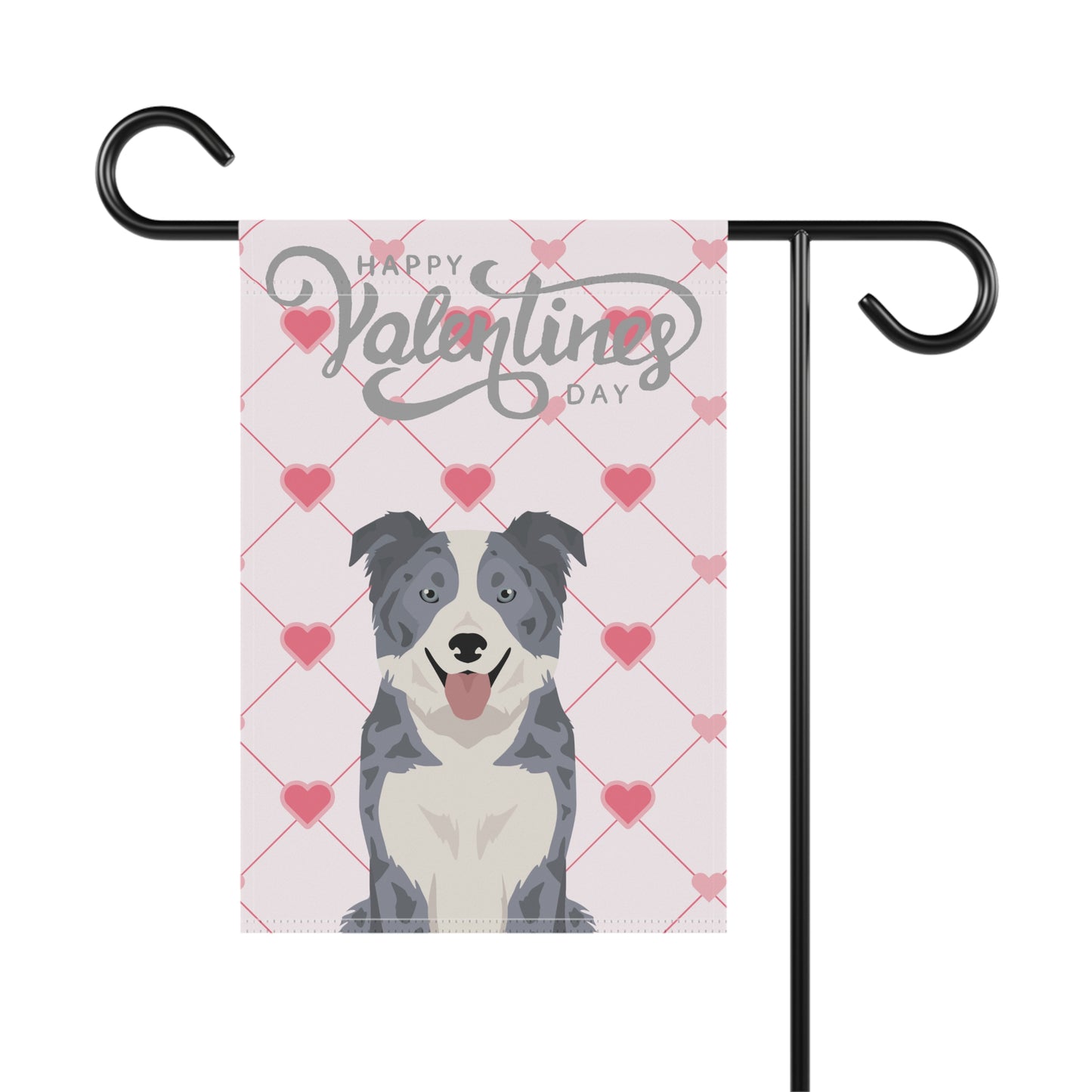 Border Collie Dog Valentines Day Garden Flag