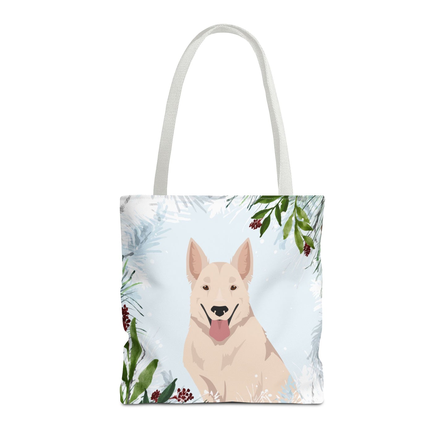 White Swiss Shepherd Dog Christmas Holiday Tote Bag 16x16
