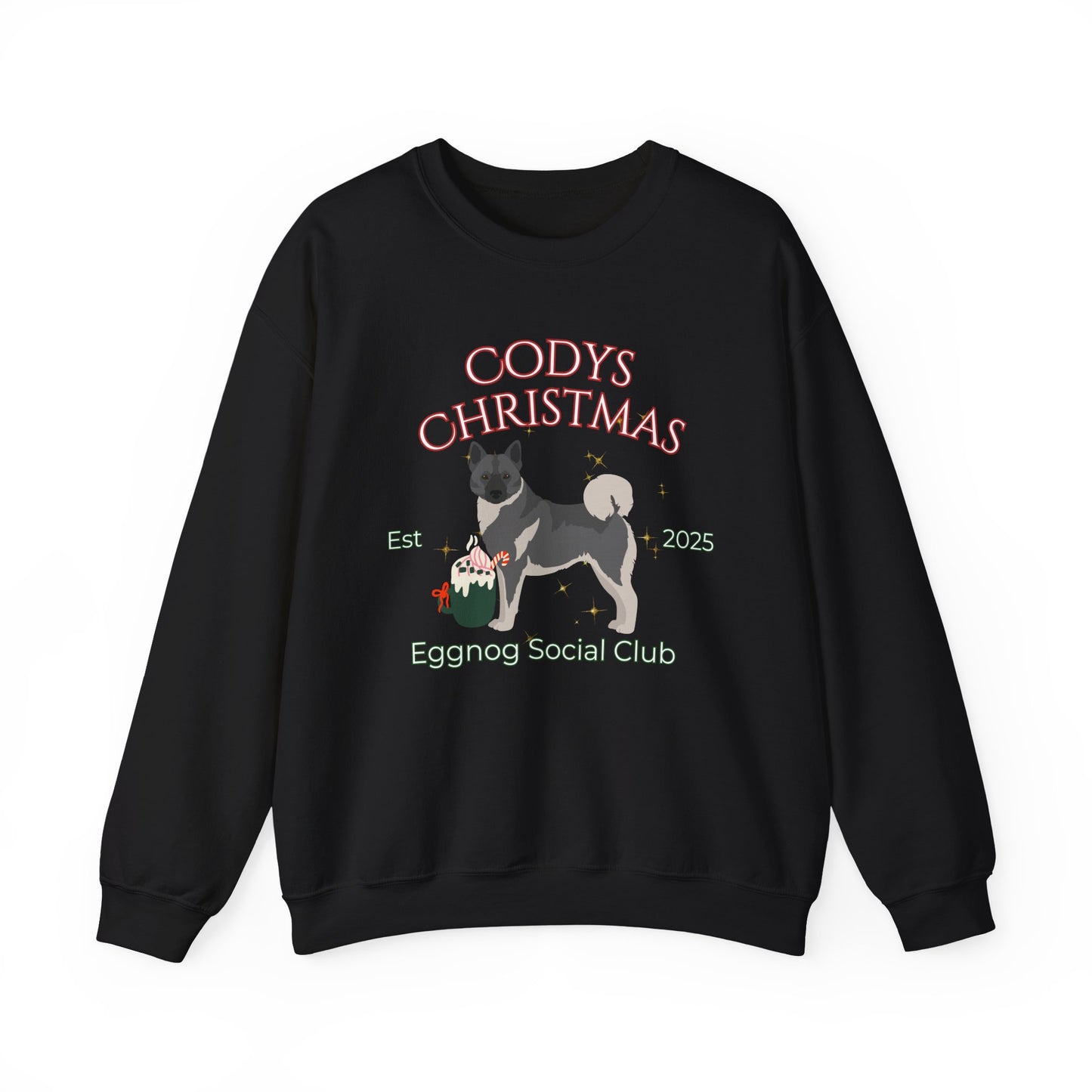 Norwegian Elkhound Dog Christmas Social Club Unisex Heavy Blend Crewneck Sweatshirt Custom Name