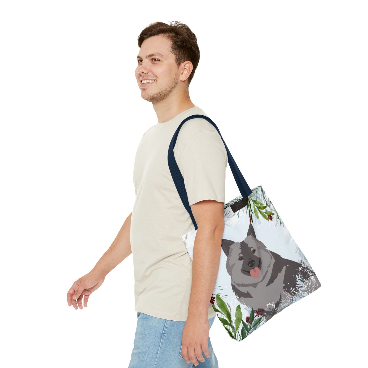 Keeshond Dog Christmas Holiday Tote Bag 16x16