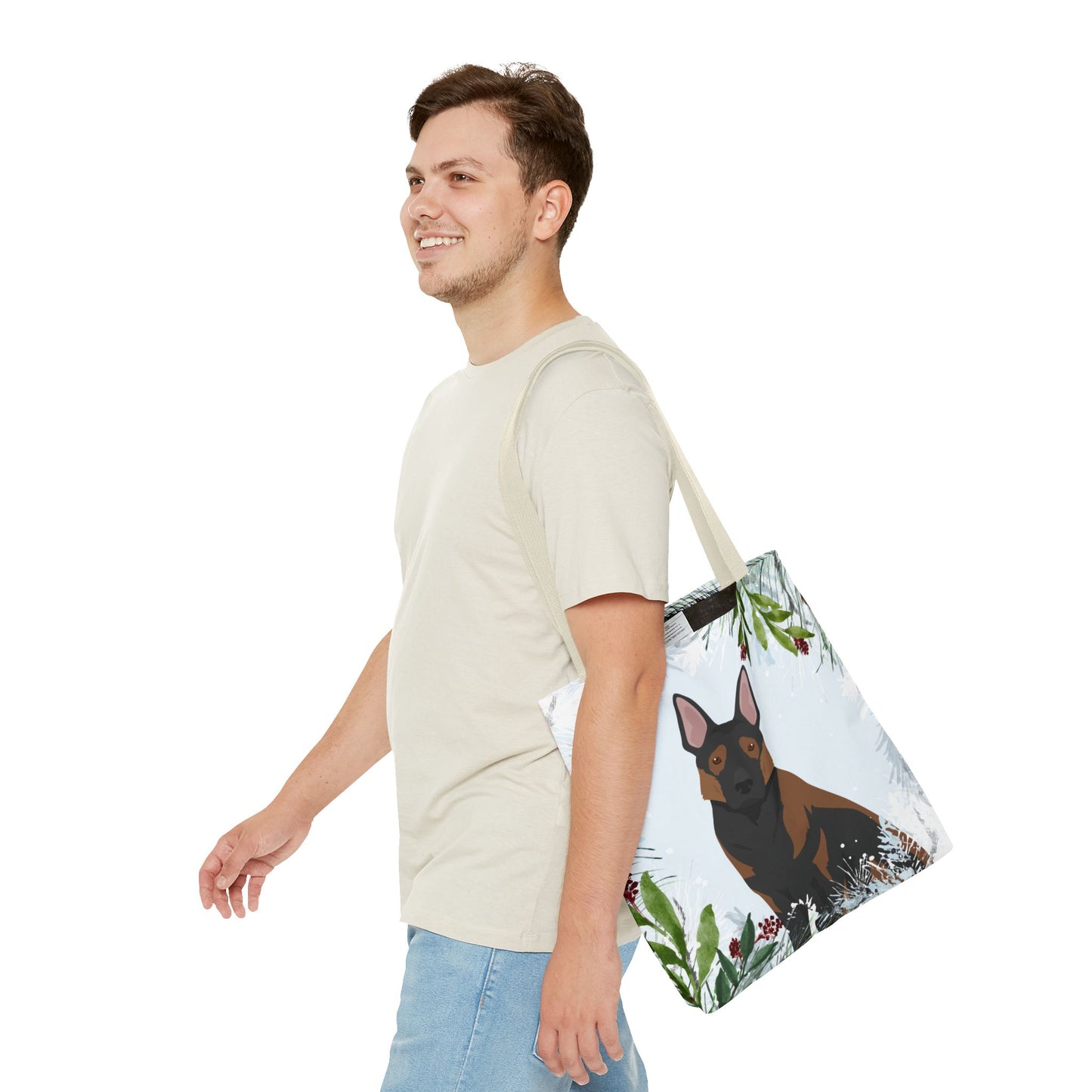 German Shepherd Dog Christmas Holiday Tote Bag 16x16