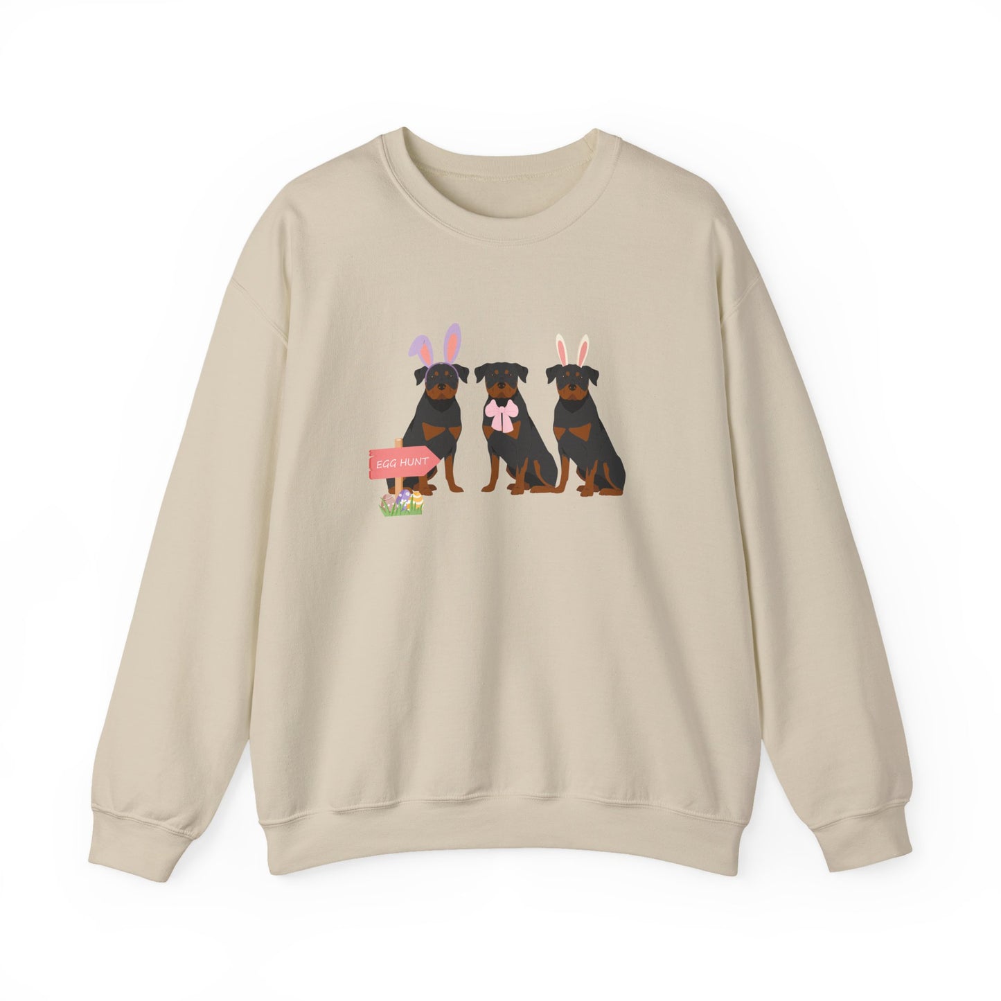 Rottweiler Dog Easter Unisex Heavy Blend Crewneck Sweatshirt, easter, Cute Dog Mom Gift