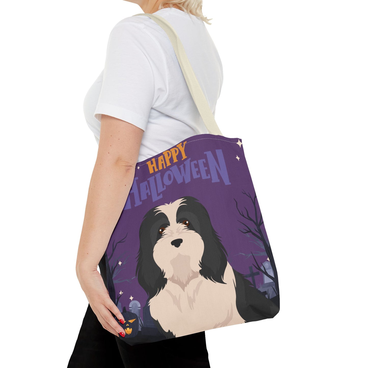 Havanese Dog Happy Halloween Tote Bag 16x16