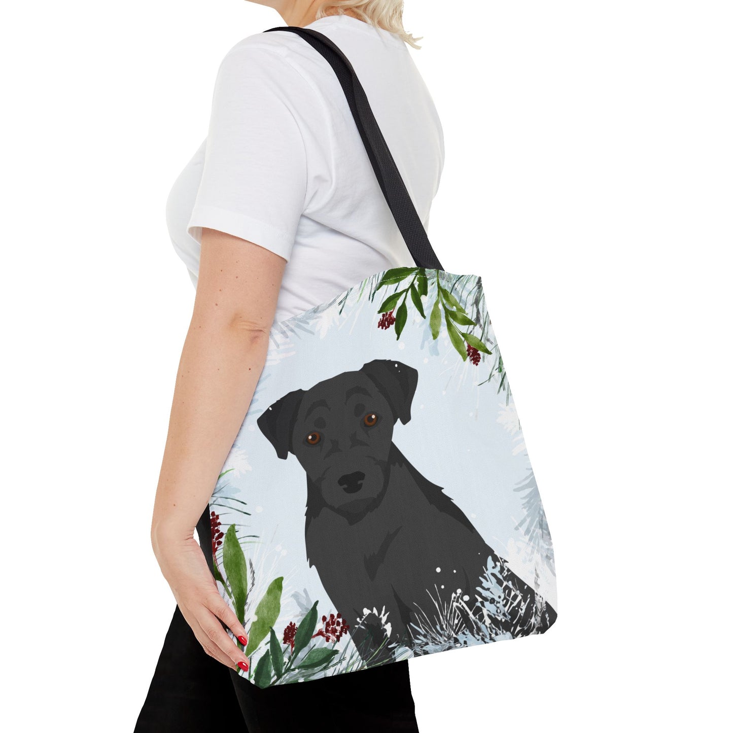 Patterdale Terrier Dog Christmas Holiday Tote Bag 16x16