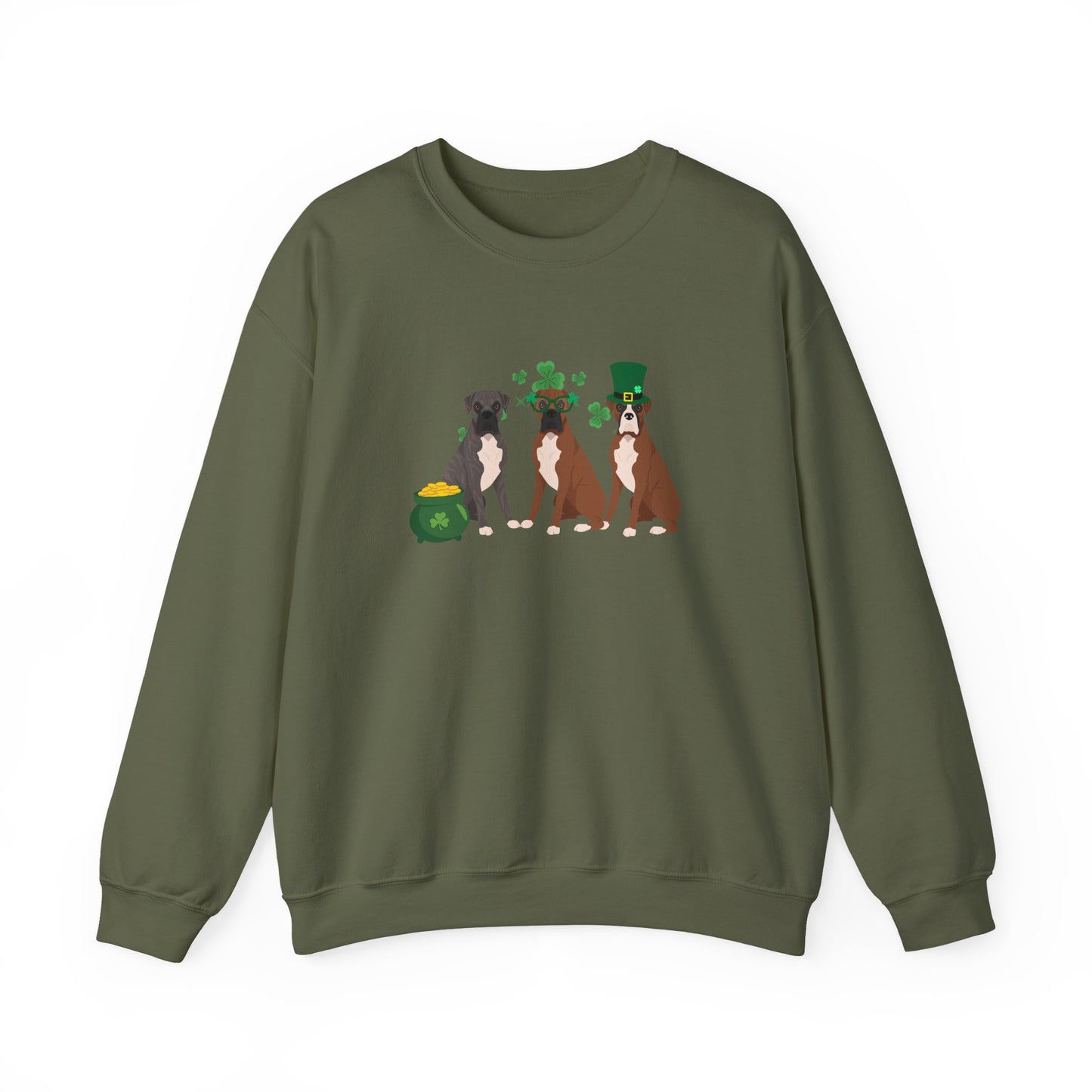 Boxer Dog St Patricks Day Unisex Heavy Blend Crewneck Sweatshirt, St Pattys day, Cute Dog Mom Gift