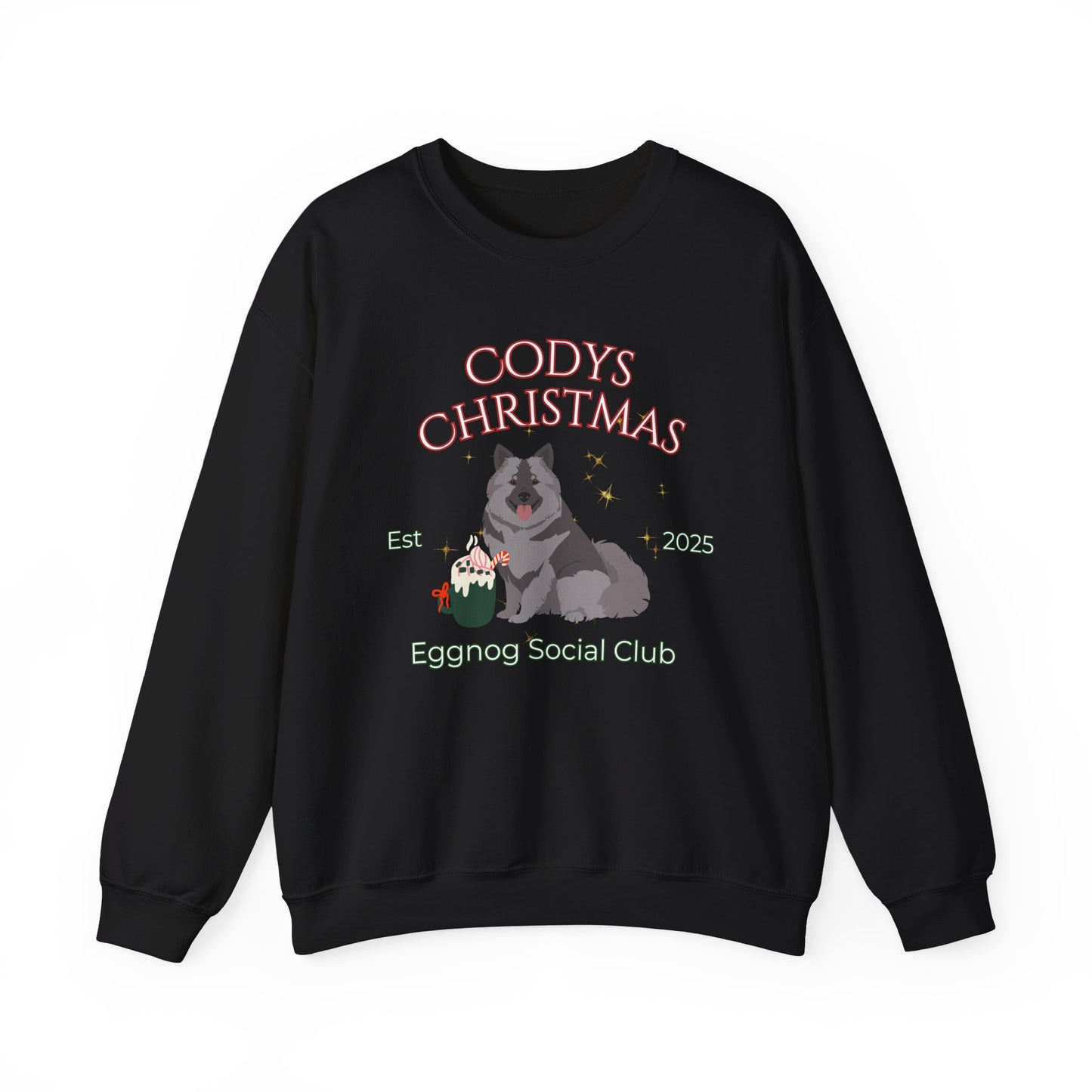 Keeshond Dog Christmas Social Club Unisex Heavy Blend Crewneck Sweatshirt Custom Name