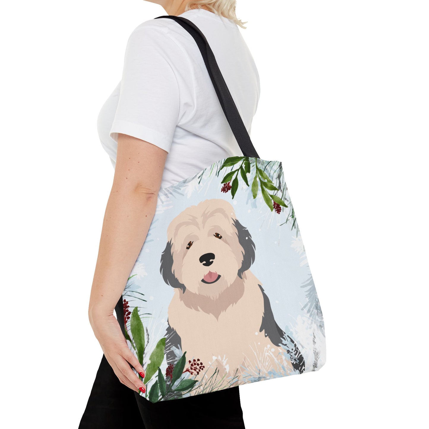Old English Sheepdog Dog Christmas Holiday Tote Bag 16x16