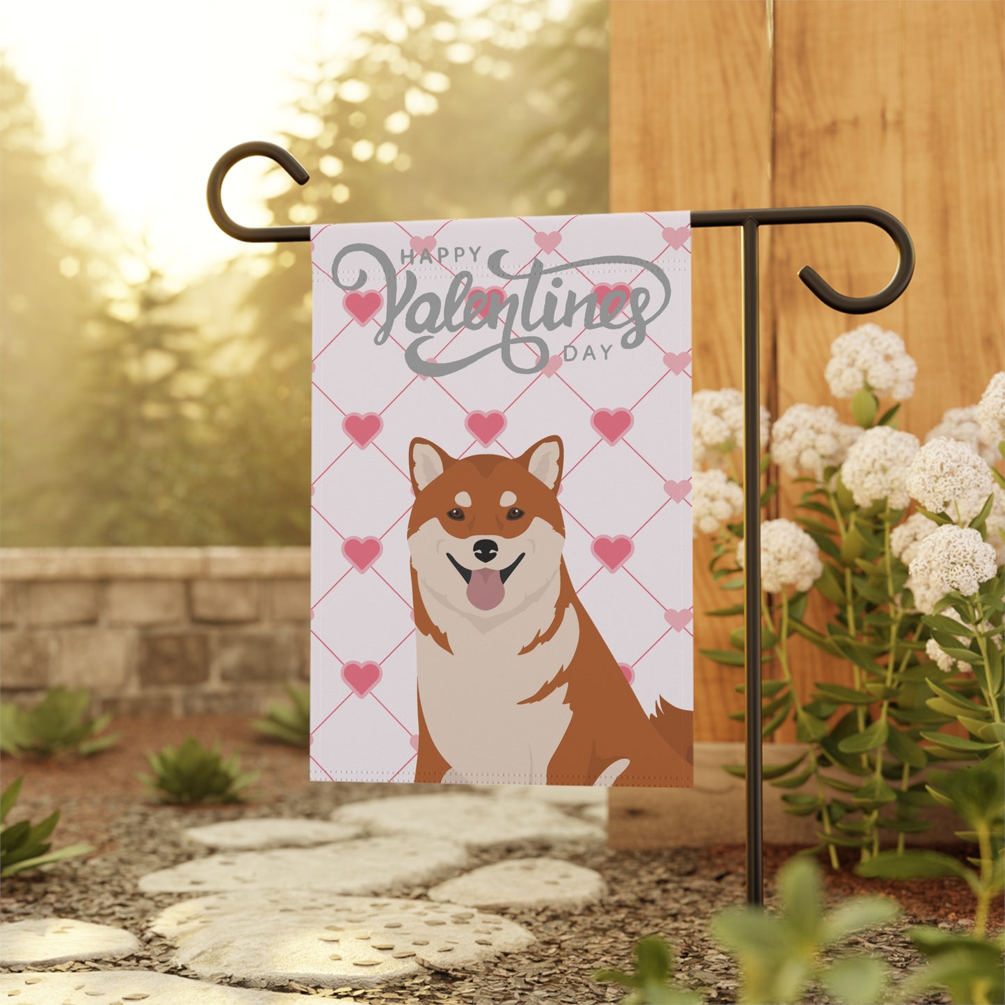 Shiba Inu Dog Valentines Day Garden Flag
