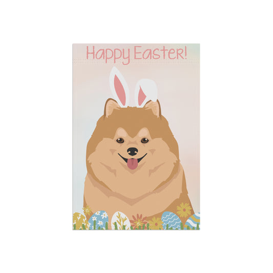 Pomeranian Dog Happy Easter Garden Flag