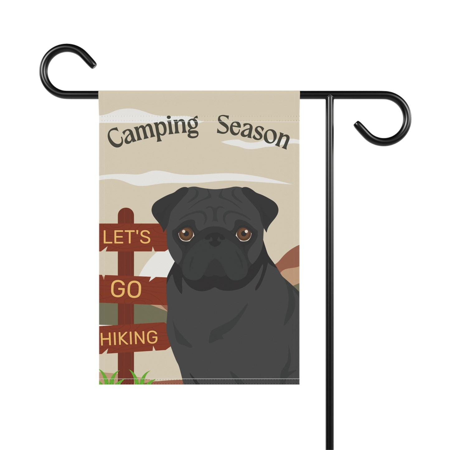 Pug Dog Camping Garden Flag