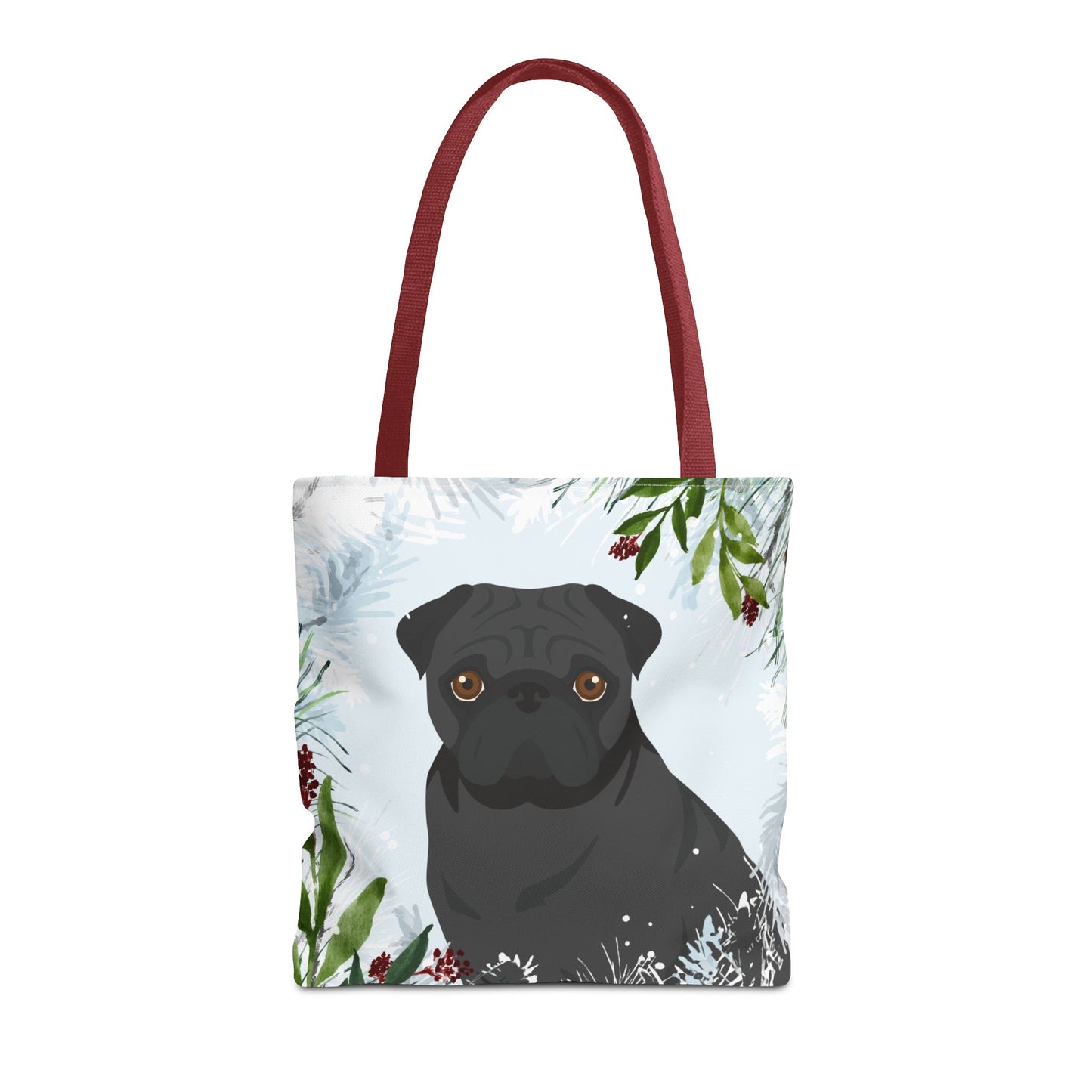 Pug Dog Christmas Holiday Tote Bag 16x16