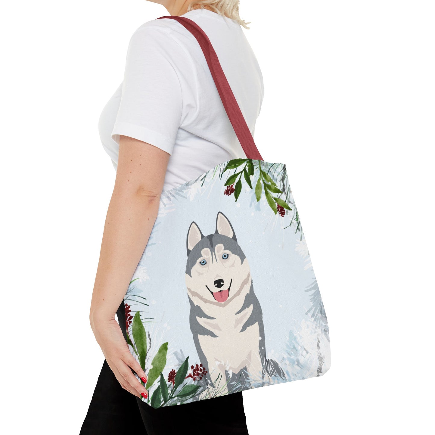 Siberian Husky Dog Christmas Holiday Tote Bag 16x16