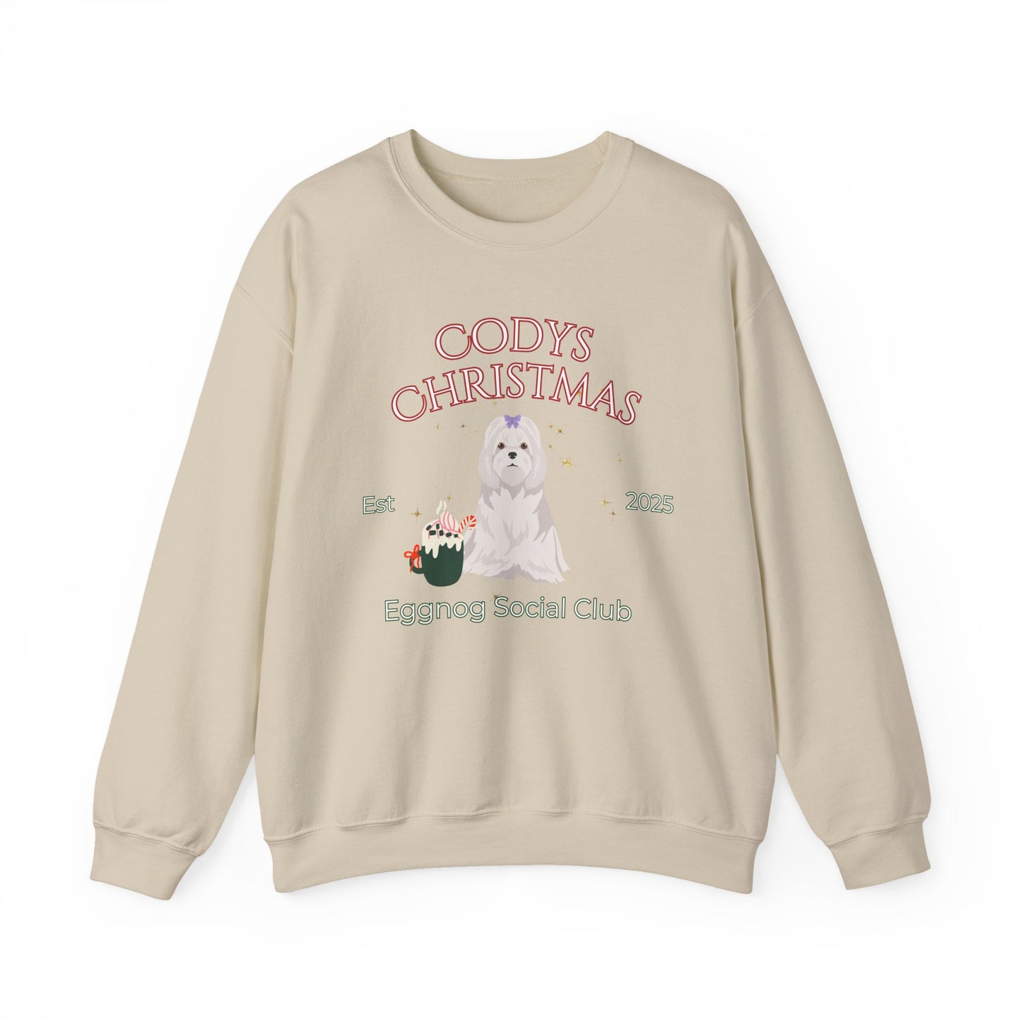 Maltese Dog Christmas Social Club Unisex Heavy Blend Crewneck Sweatshirt Custom Name
