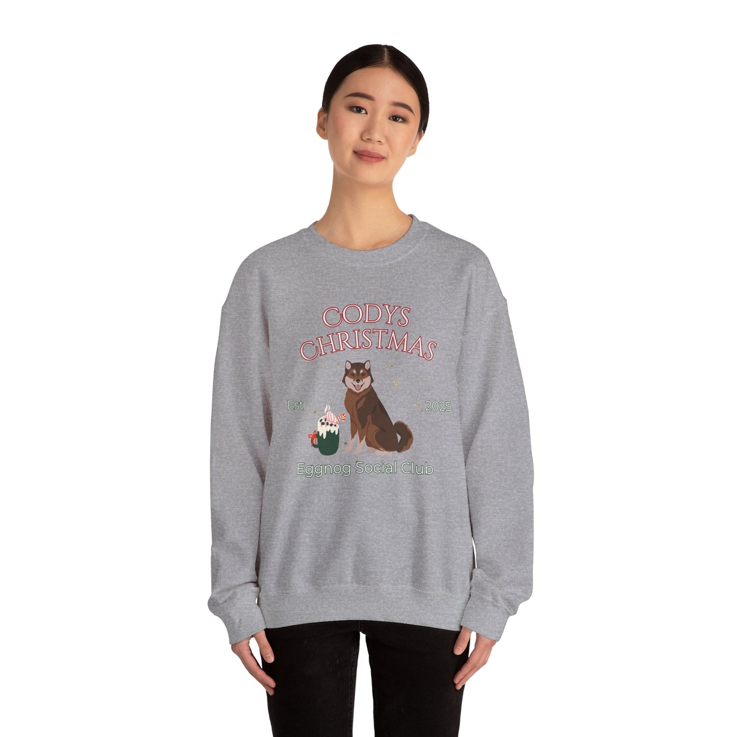 Hokkaido Dog Christmas Social Club Unisex Heavy Blend Crewneck Sweatshirt Custom Name